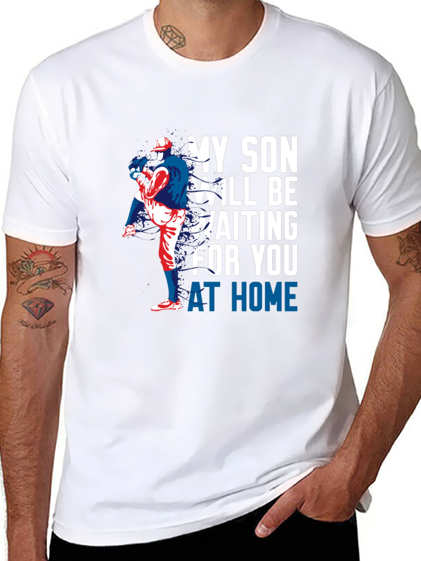 Black My Son Will Be Waiting Baseball T-Shirt view 8