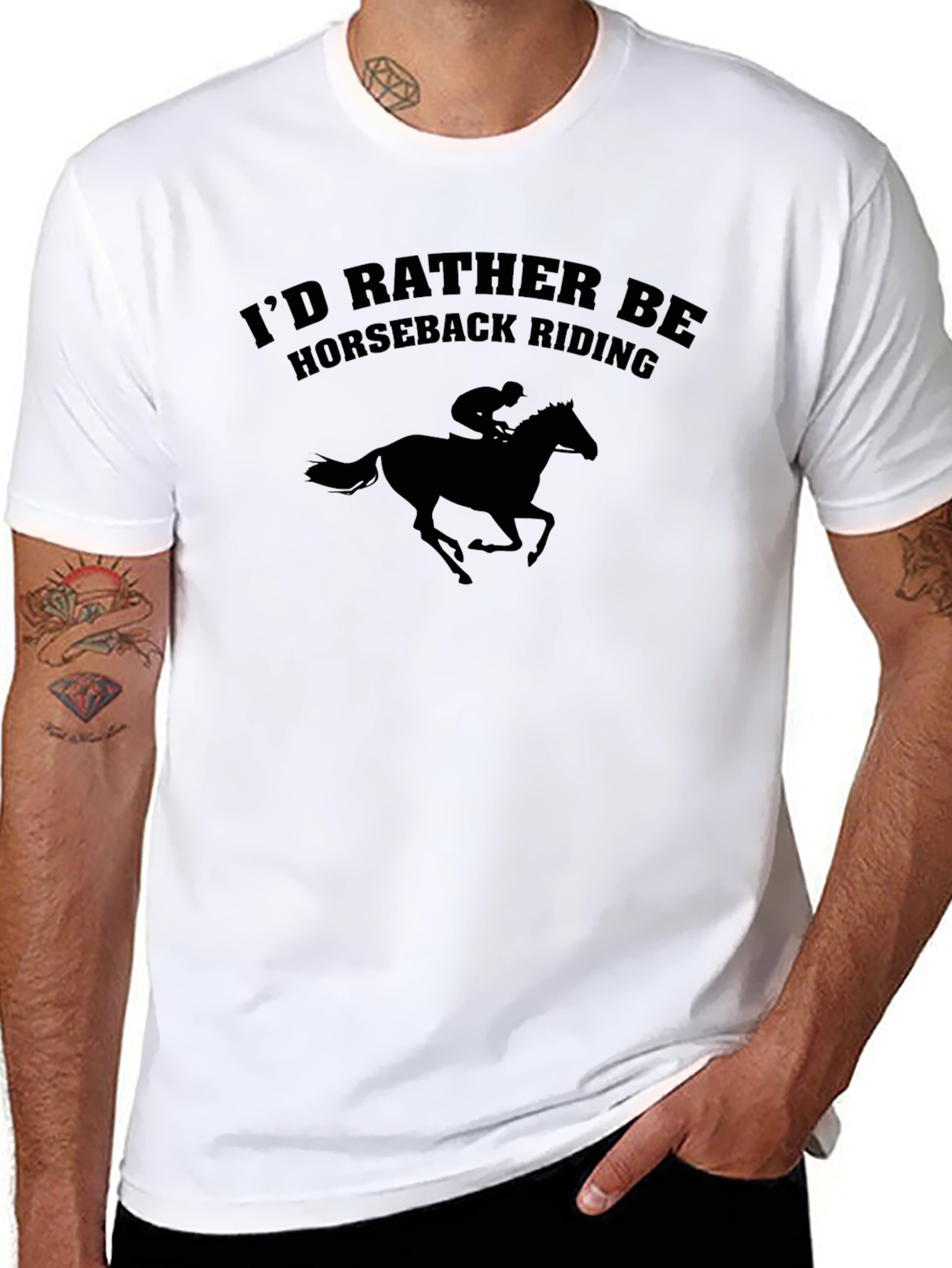 Black Horseback Riding T-Shirt - Unisex Black Tee view 8