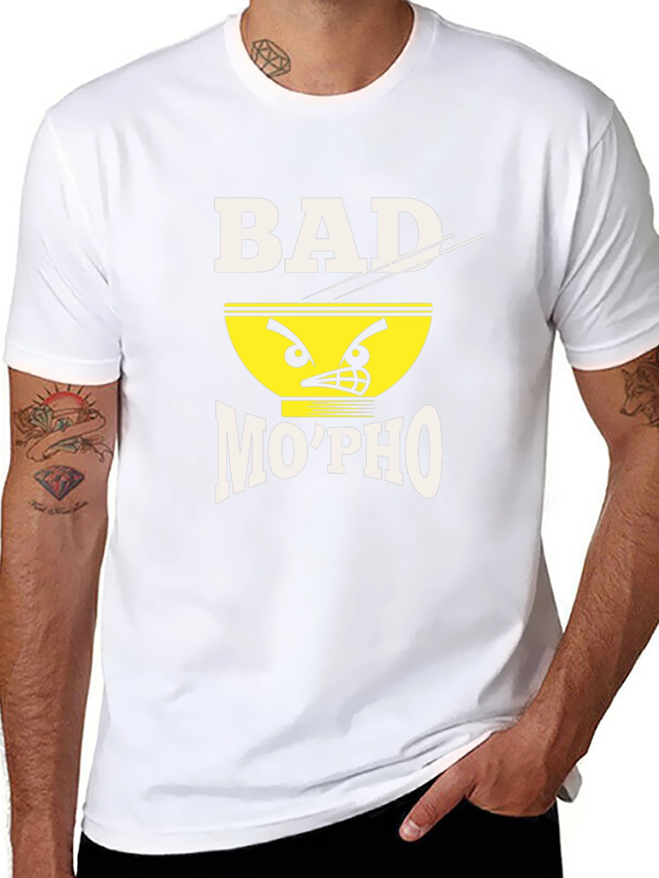 Black Bad Mo'Pho T-Shirt - Novelty Food Pun Tee view 8