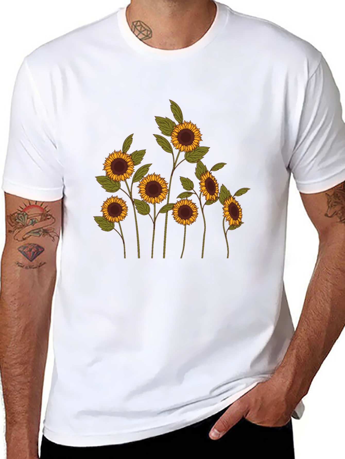 Black Sunflower Graphic Tee - Black Cotton Blend view 8