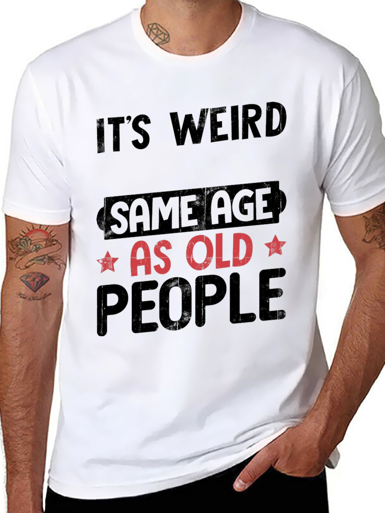 Black It's Weird, Same Age As Old People T-Shirt view 8