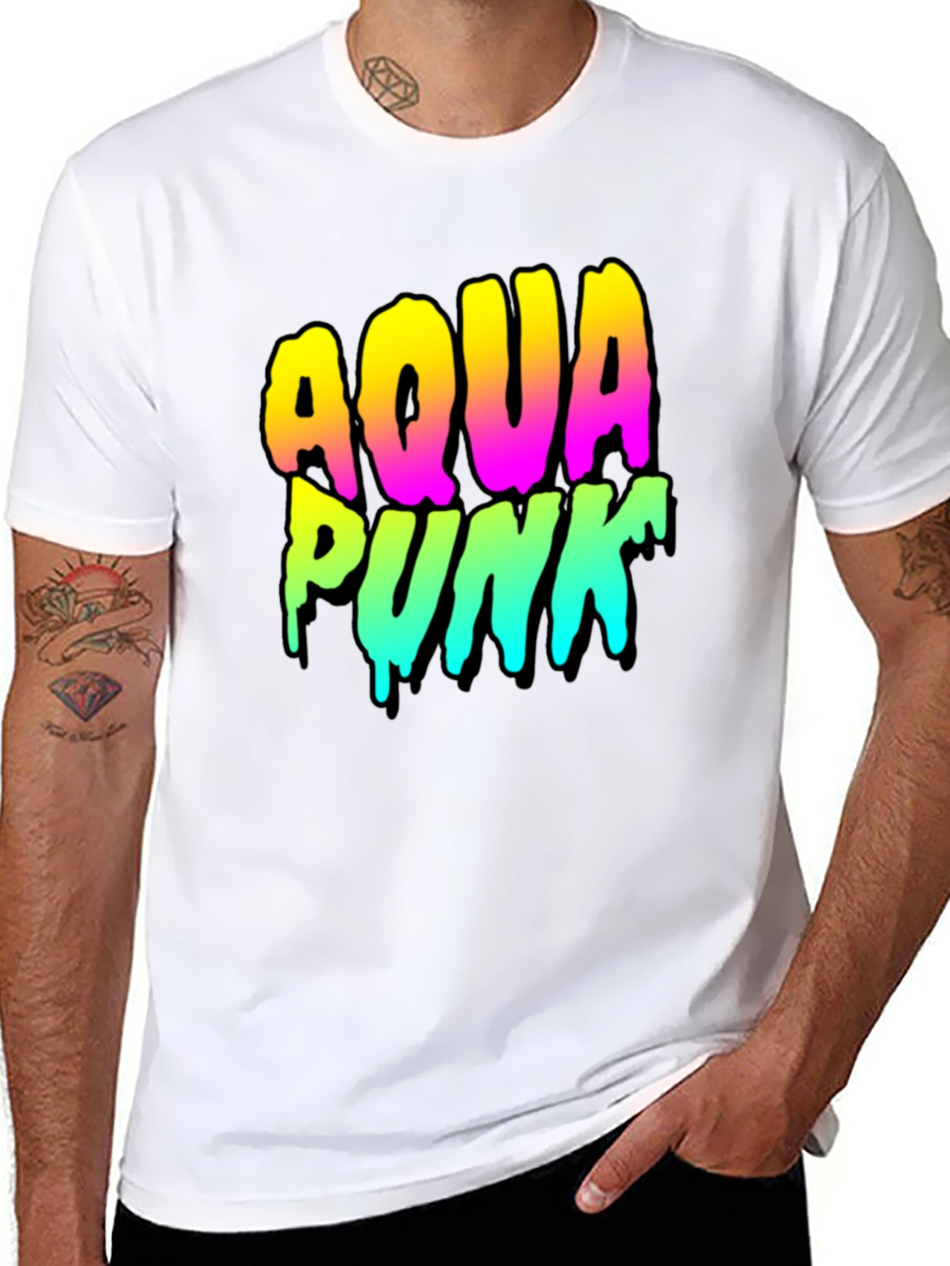 Black Aqua Punk Graphic Tee - Black view 8