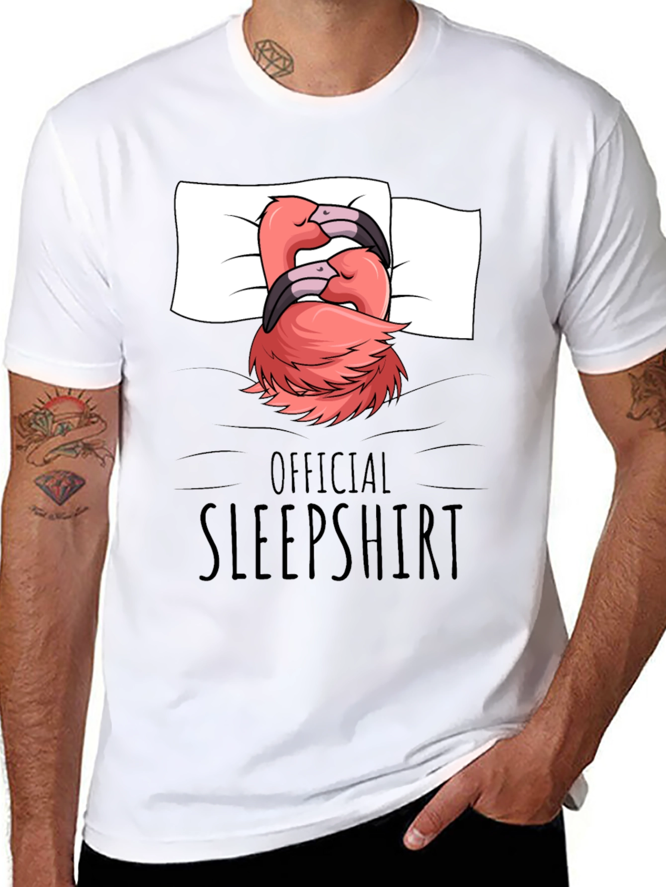 Black Official Sleepshirt Flamingo T-Shirt view 8