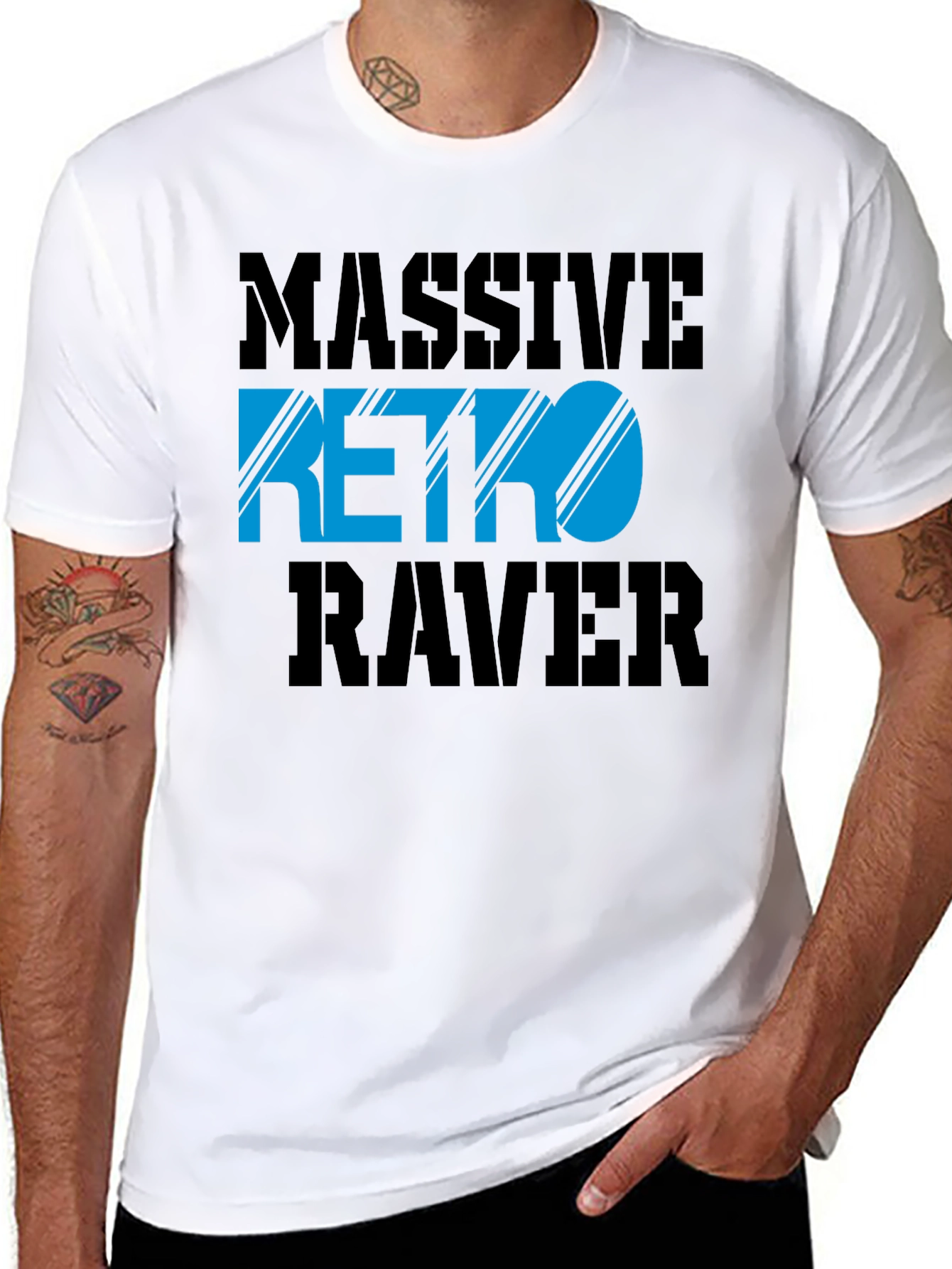 Black Massive Retro Raver Graphic Tee view 8