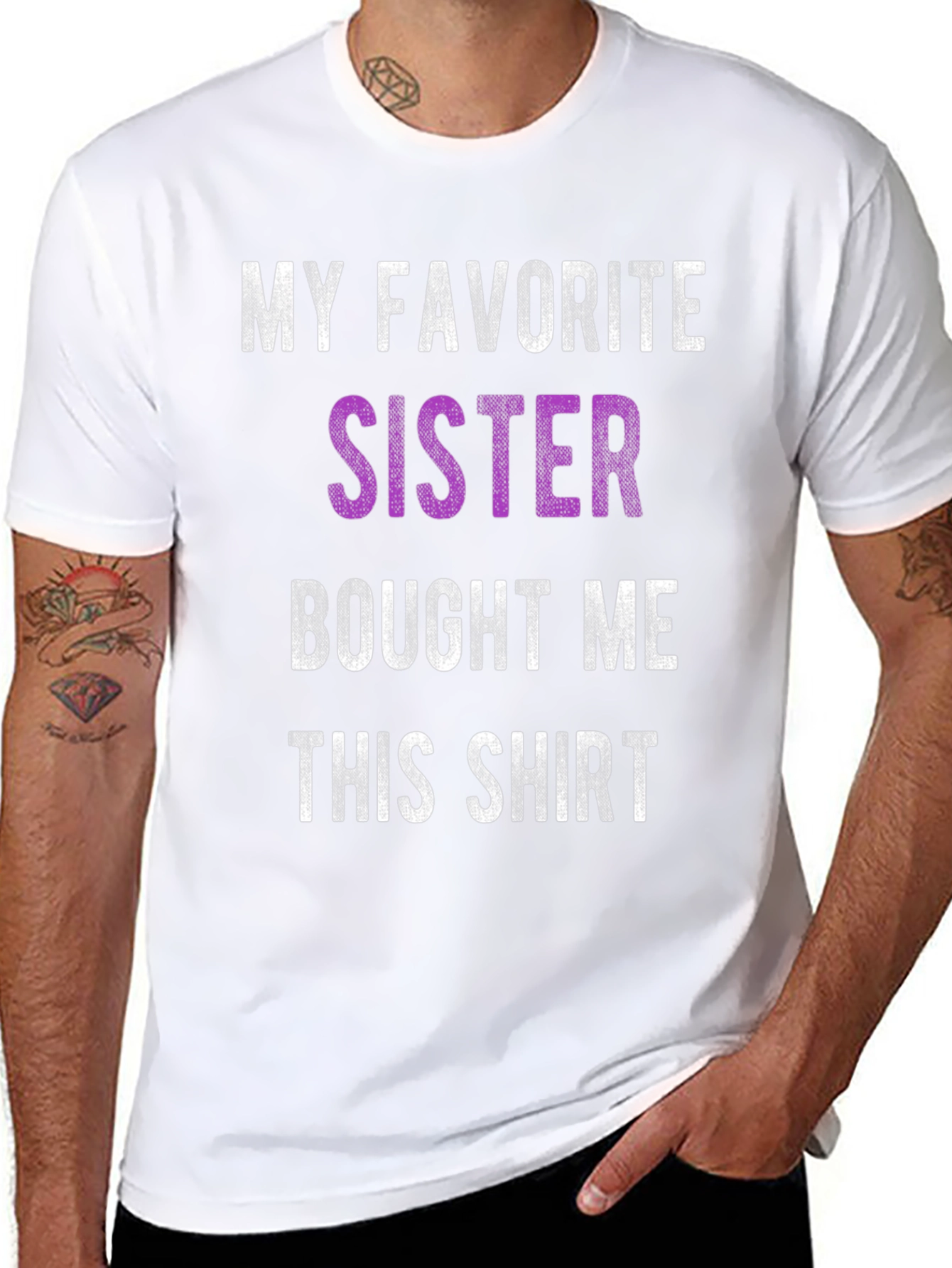 Black Funny "My Favorite Sister" Graphic T-Shirt view 8