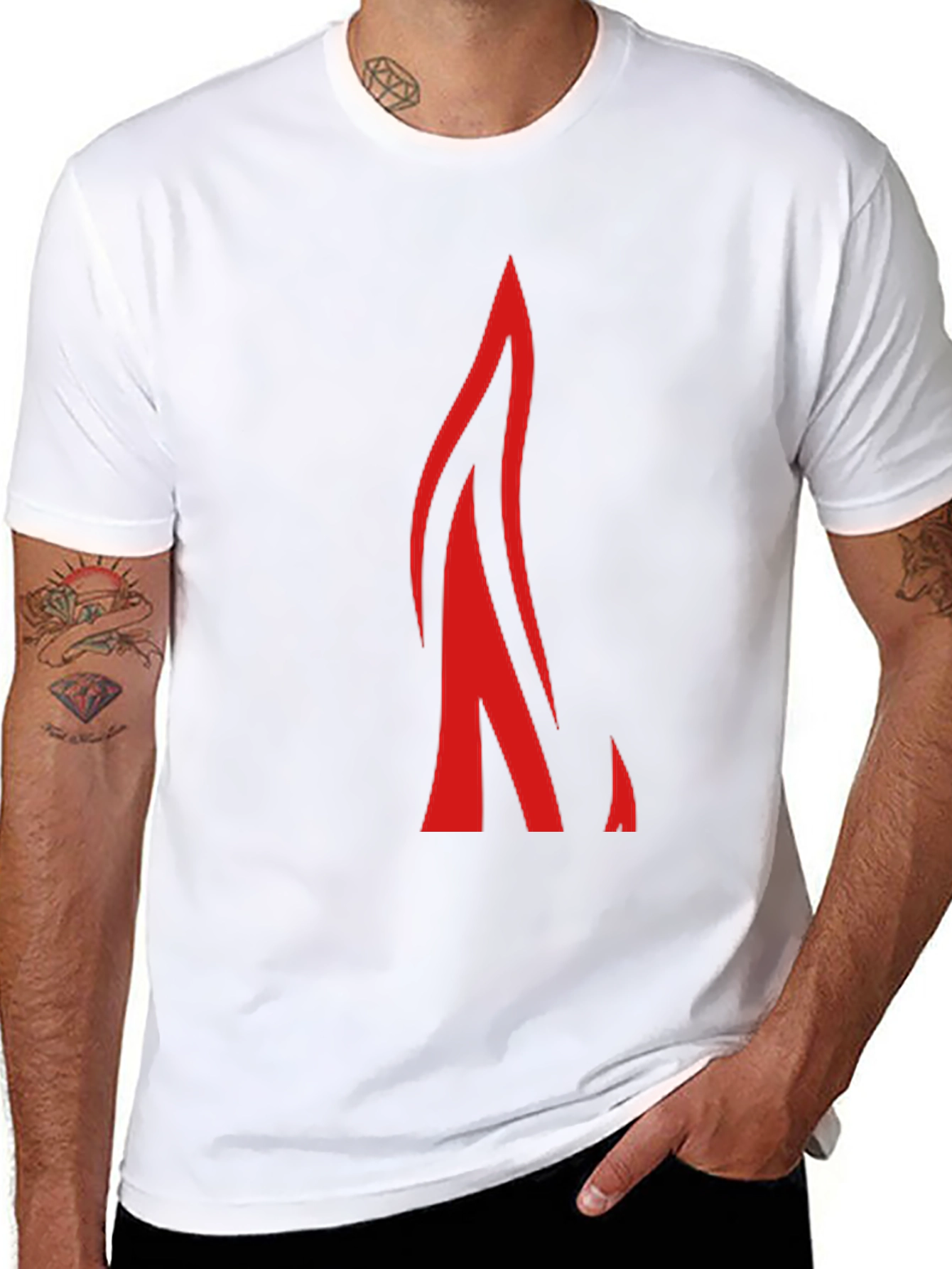 Black Bold Red Flame Graphic Black T-Shirt view 8