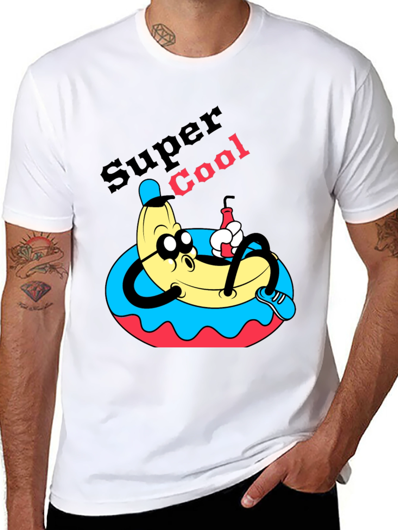 Black Super Cool Banana T-Shirt - Relaxed Cartoon Graphic Tee view 8