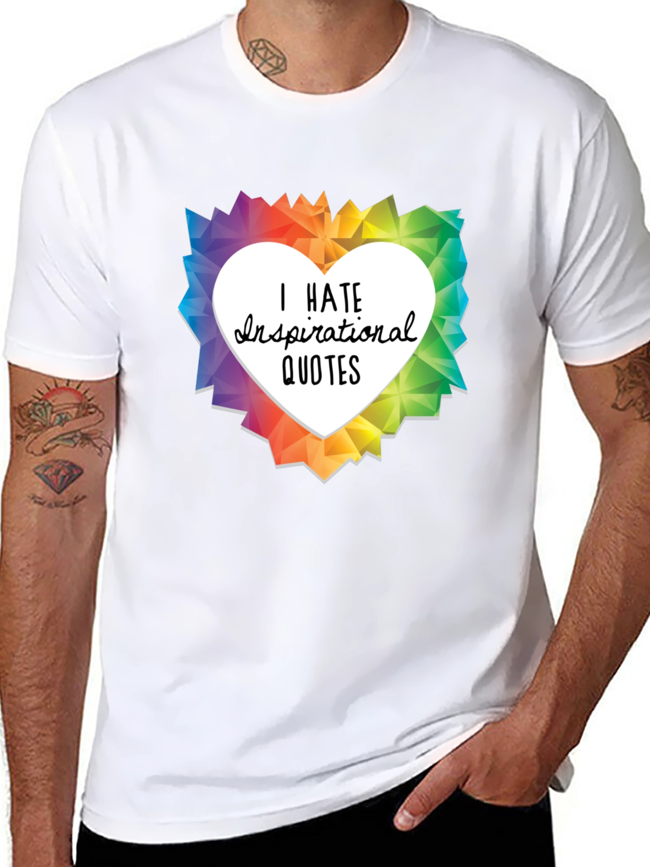 Black I Hate Inspirational Quotes Graphic T-Shirt view 8