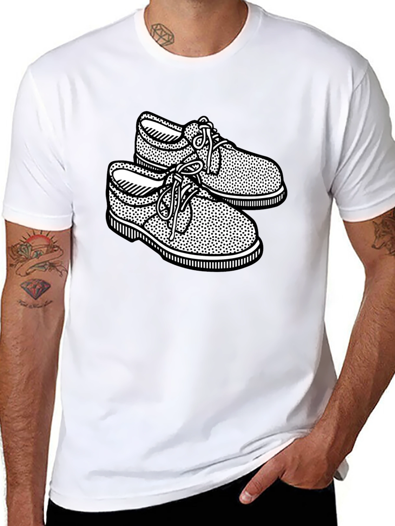 Black Retro Shoes Graphic Black T-Shirt view 8