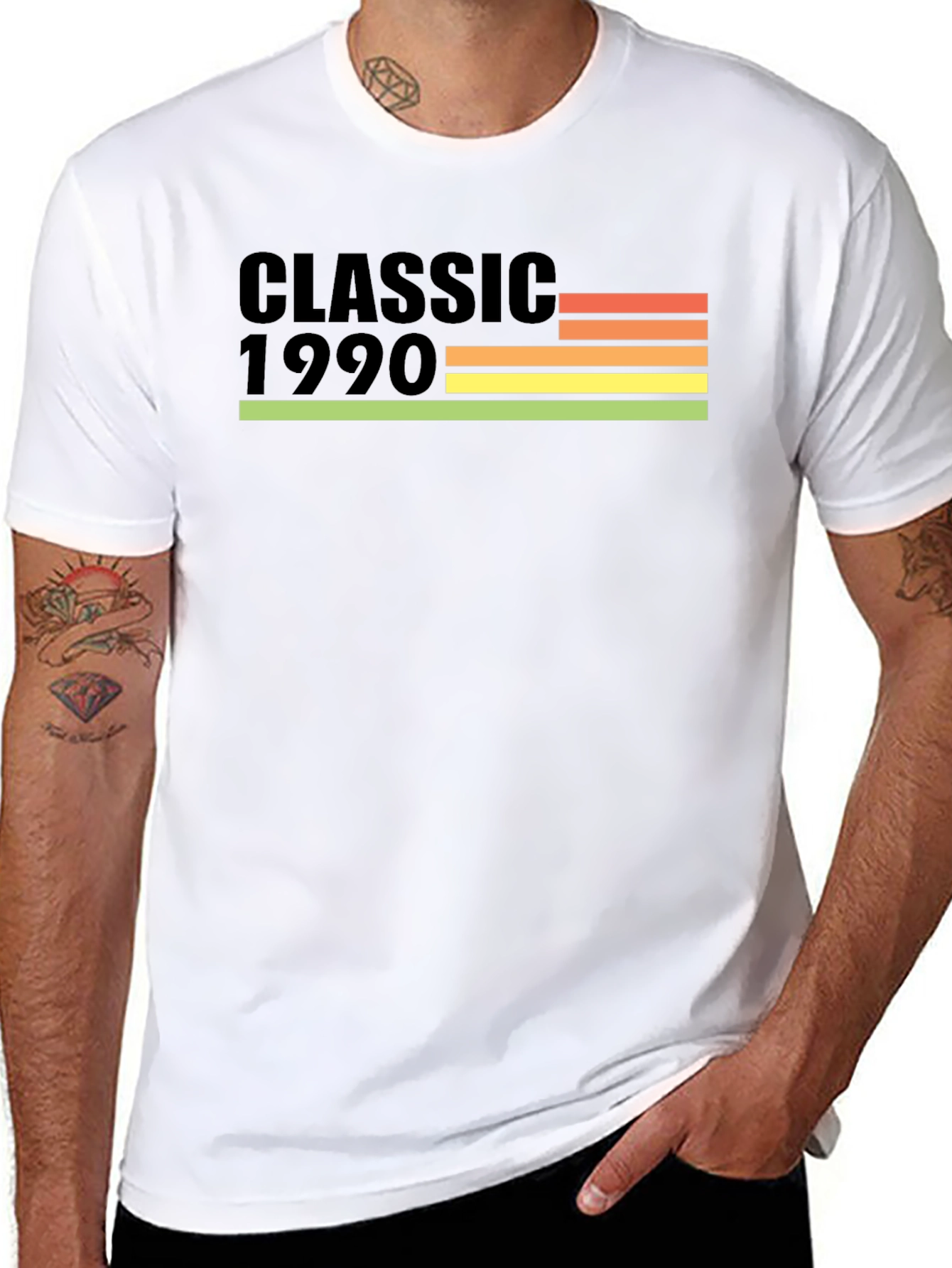 Black Classic 1990 Retro Birthday T-Shirt view 8