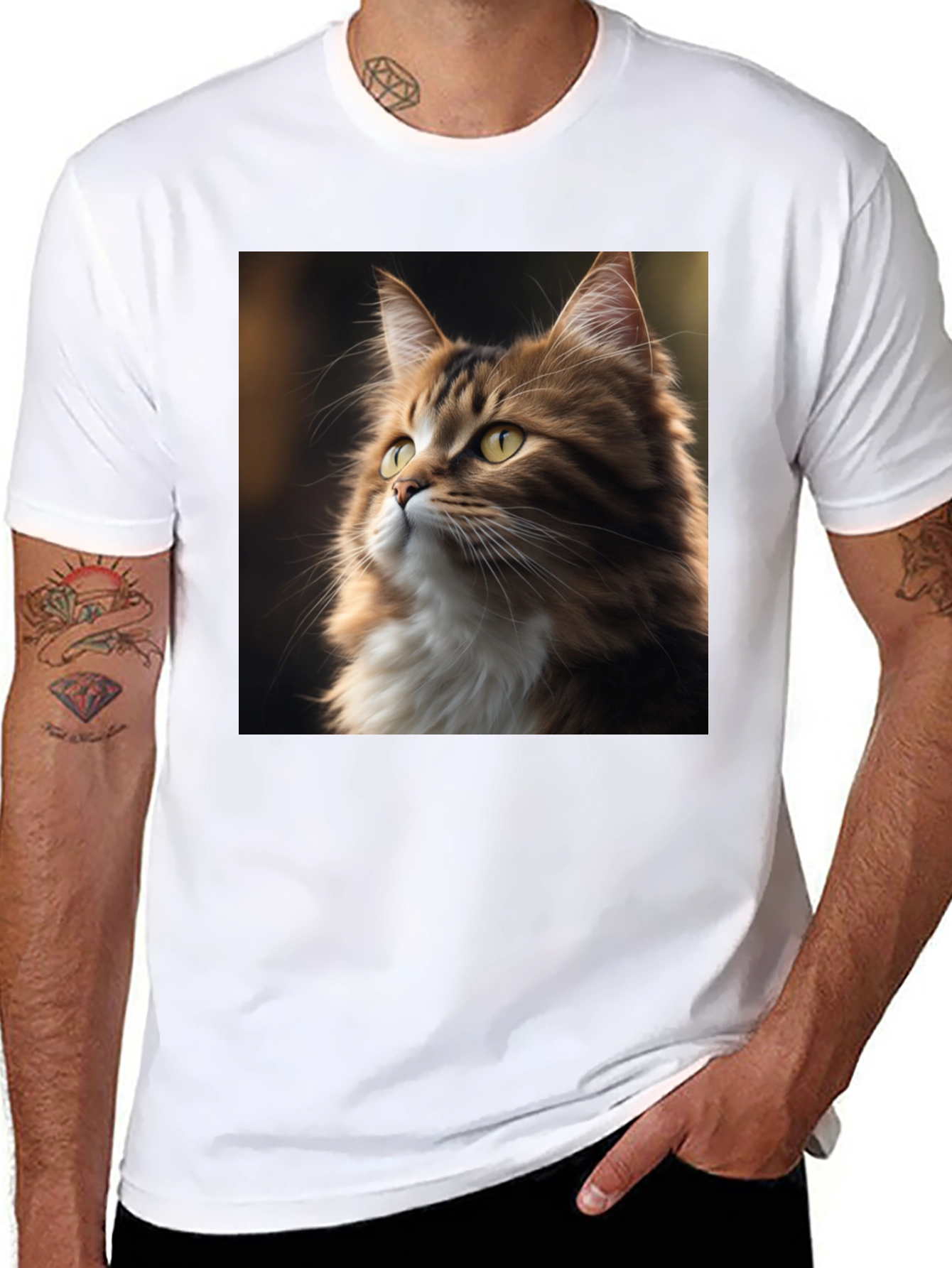 Black Cat Portrait Graphic Tee - Unisex Black T-Shirt view 8