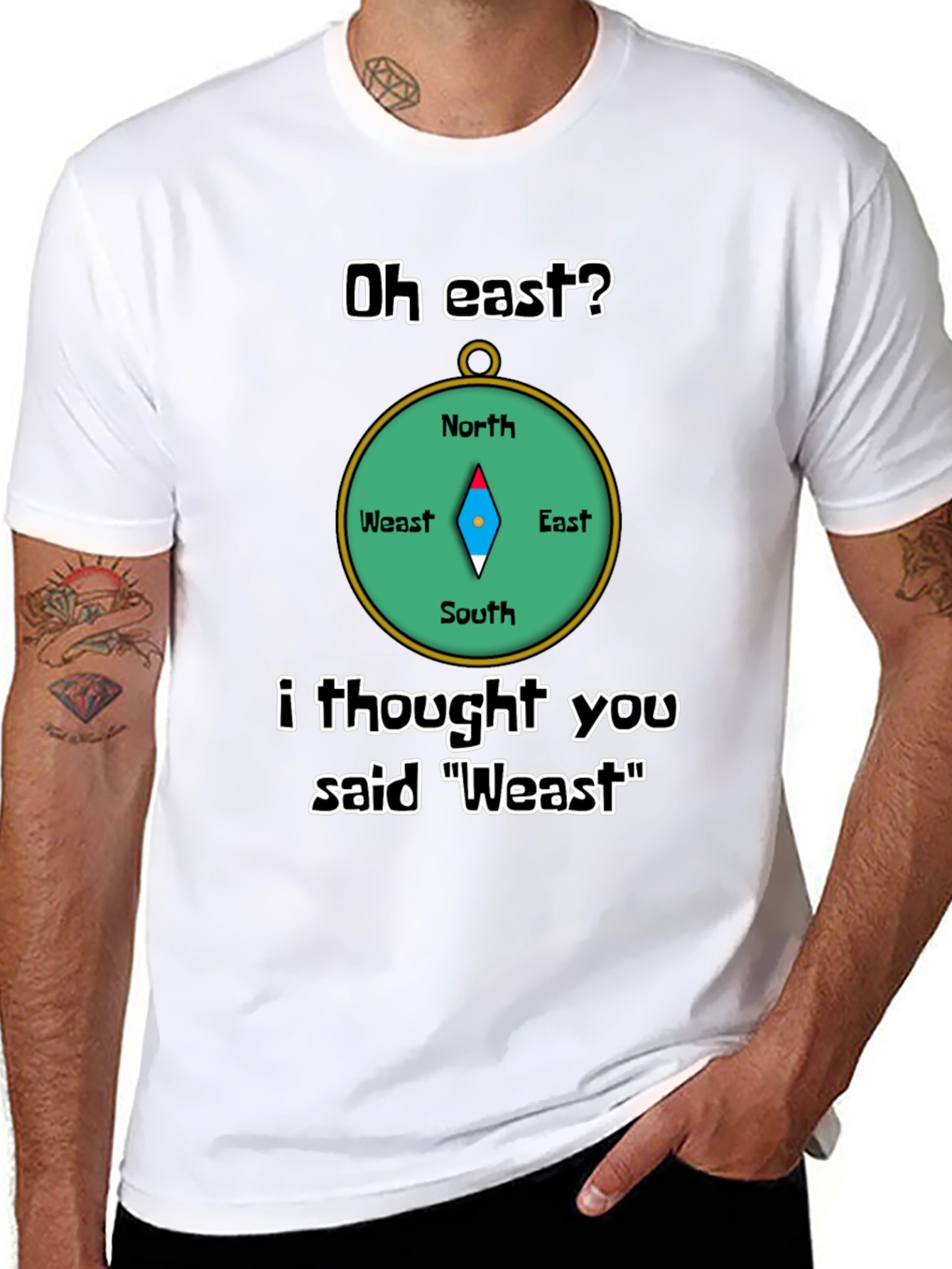 Black Oh East? Weast Funny Graphic T-Shirt view 8