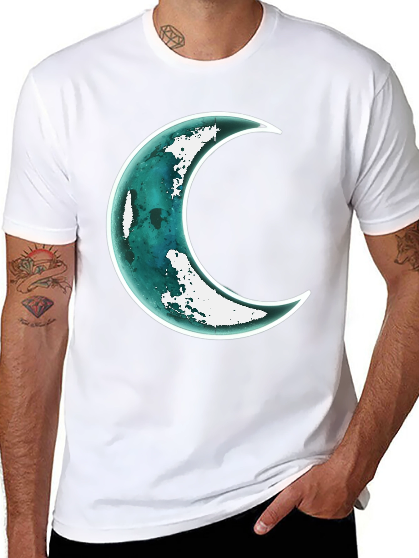 Black Crescent Moon Graphic Tee - Unique Design view 8