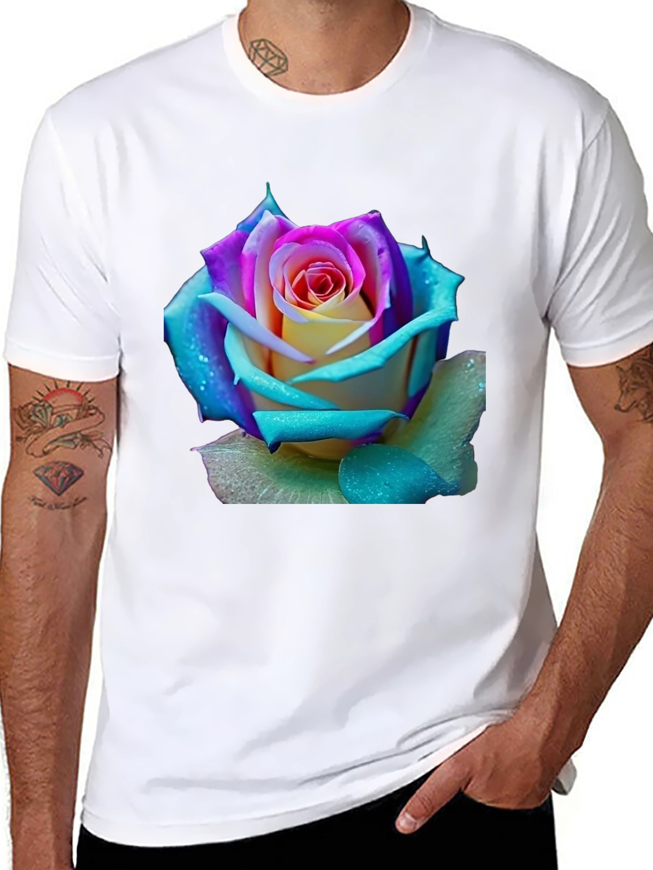 Black Rose Graphic Tee - Vibrant Floral Design view 8