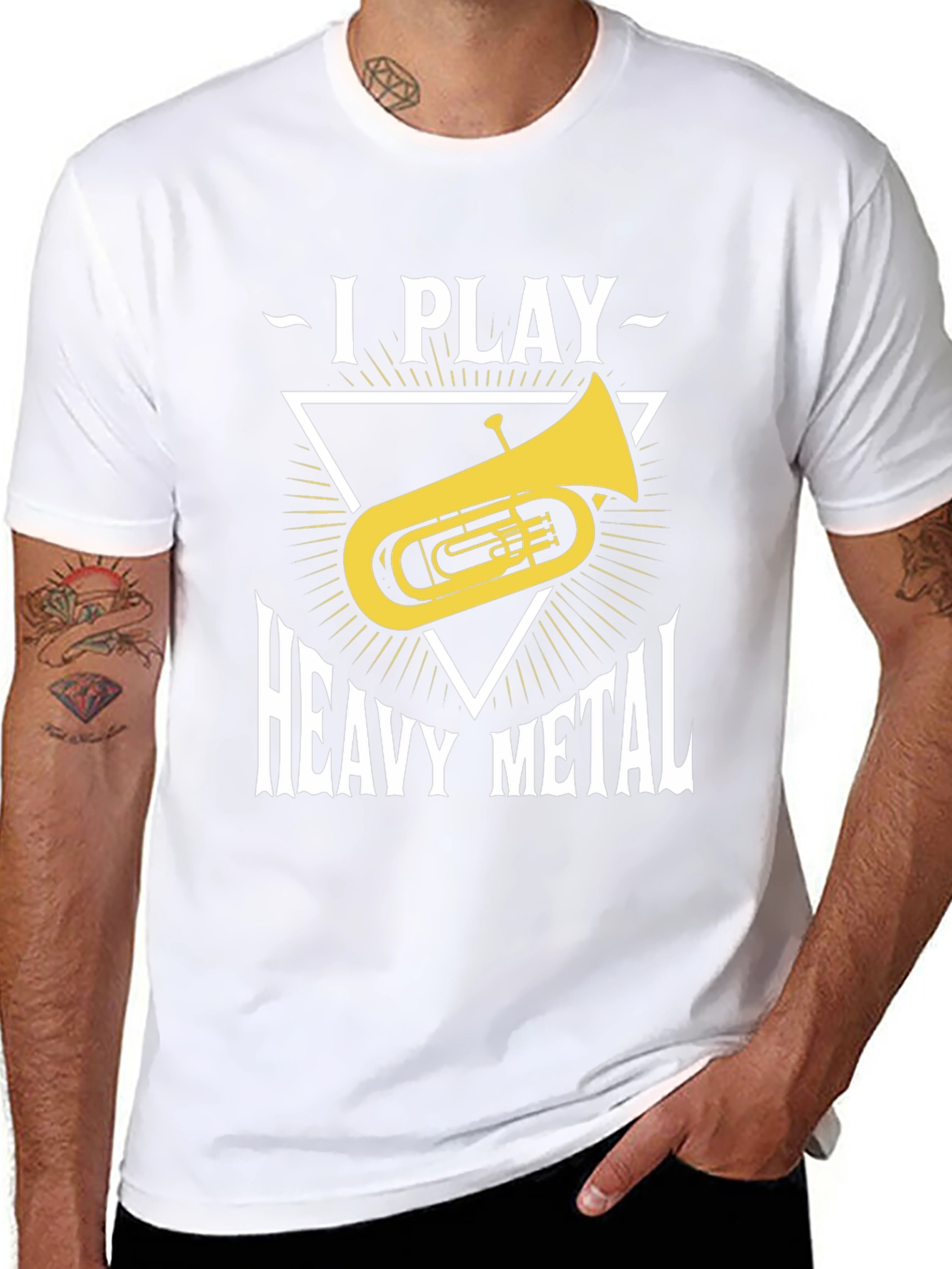Black I Play Heavy Metal Tuba T-Shirt view 8