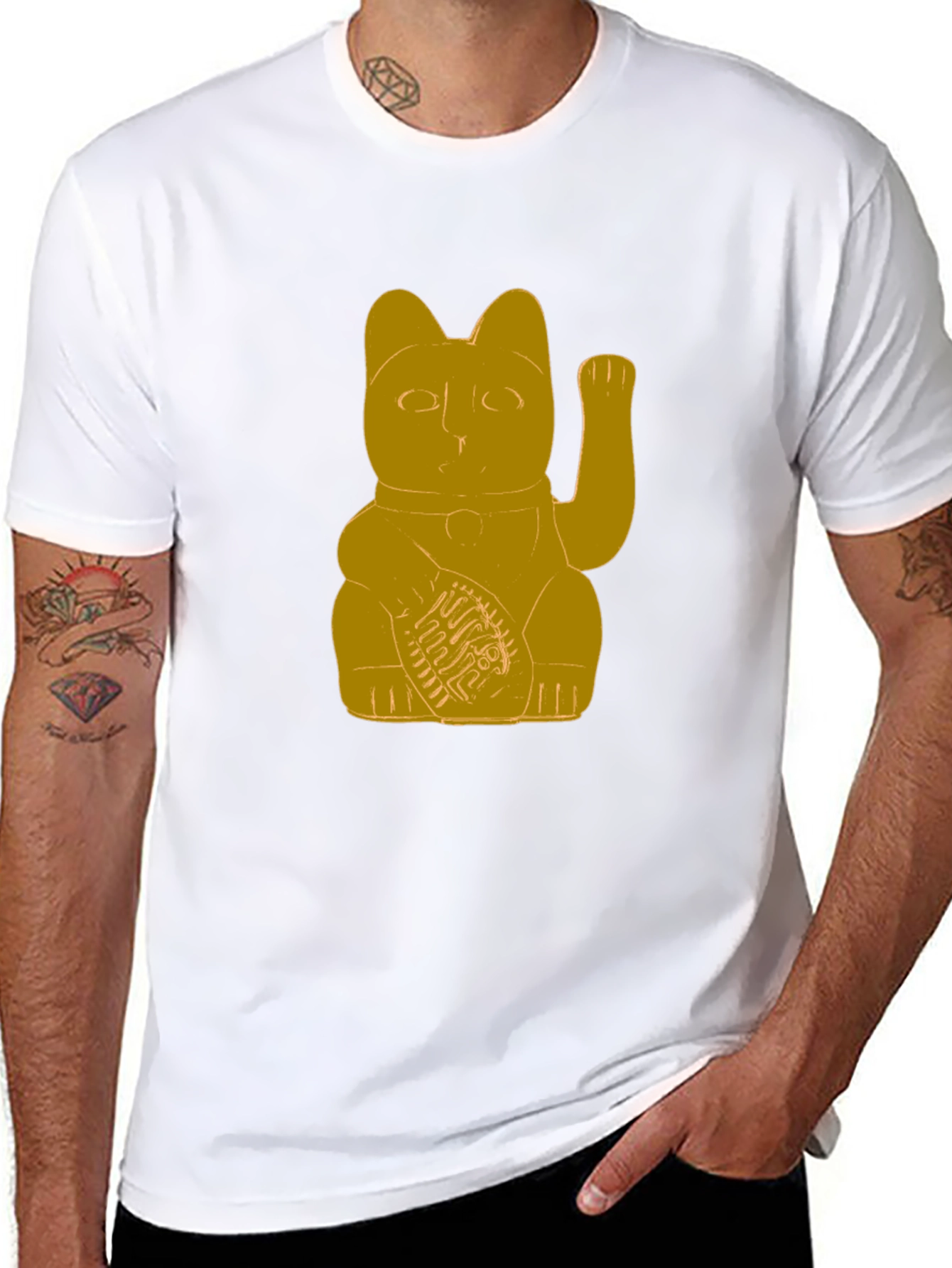 Black Lucky Cat T-Shirt - Graphic Tee view 8