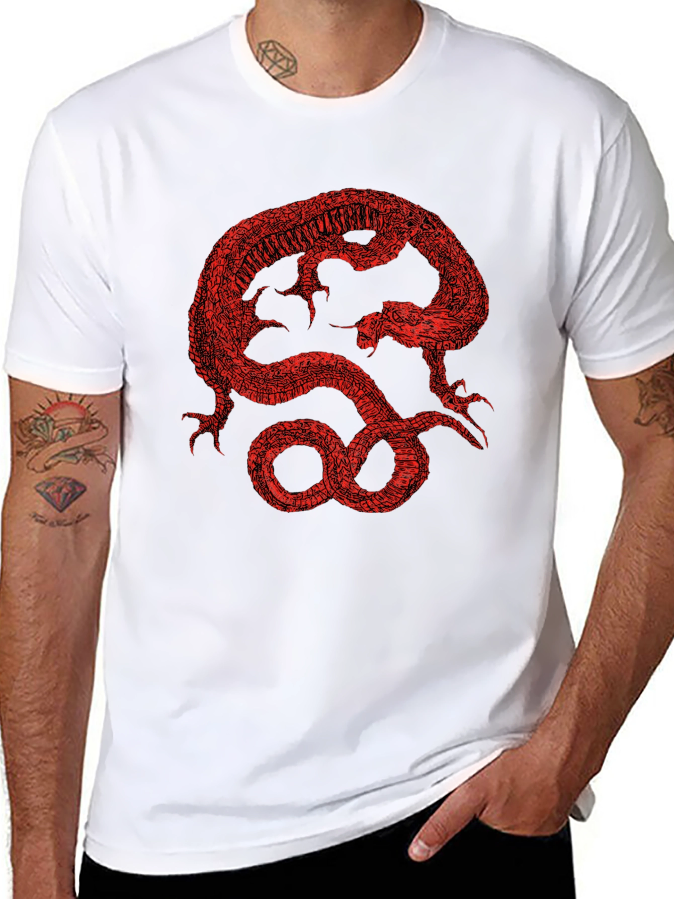 Red Dragon Graphic Black T-Shirt - 8