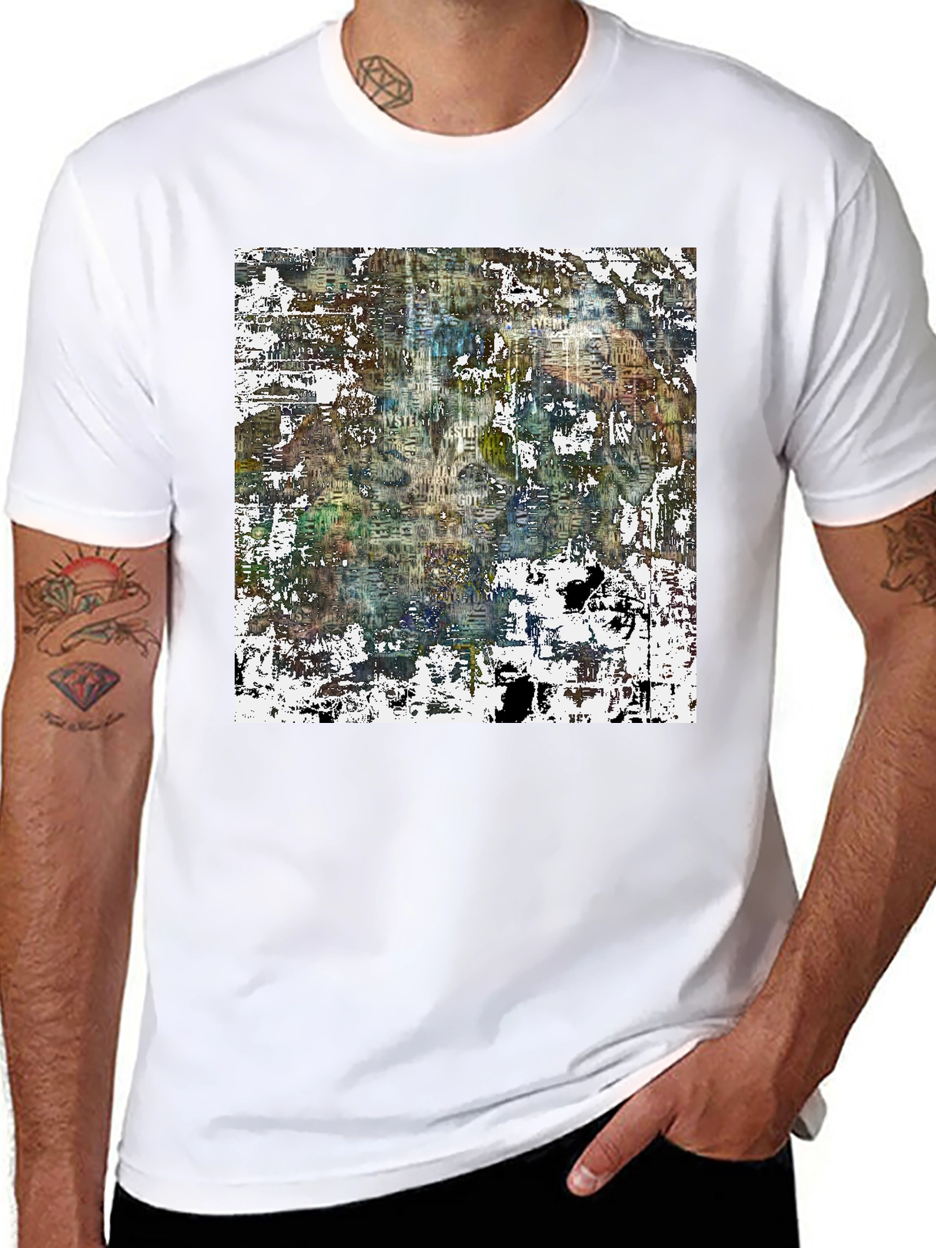 Black Abstract Art Print Black Tee view 8