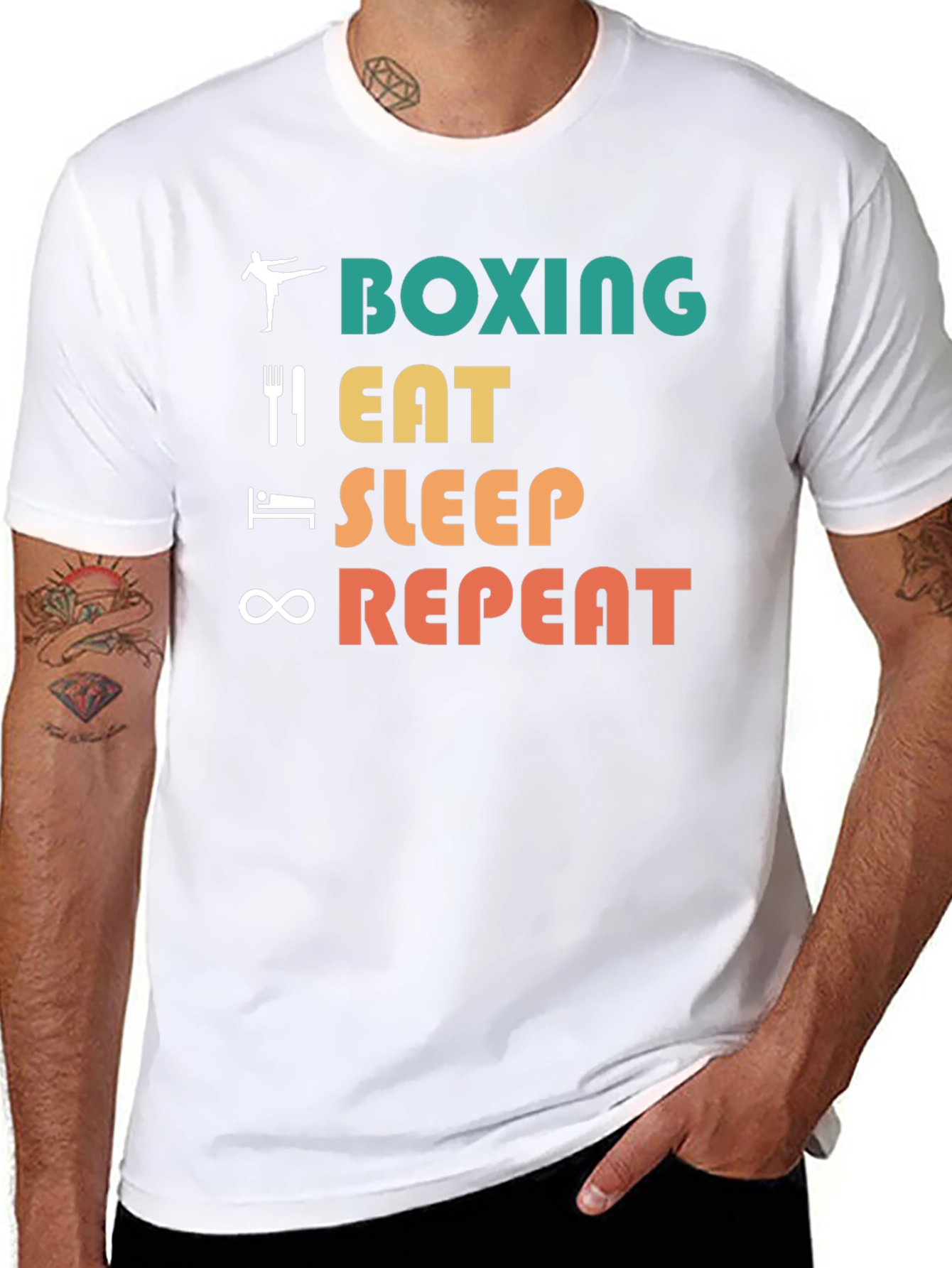 Black Boxing Eat Sleep Repeat Graphic Tee view 8