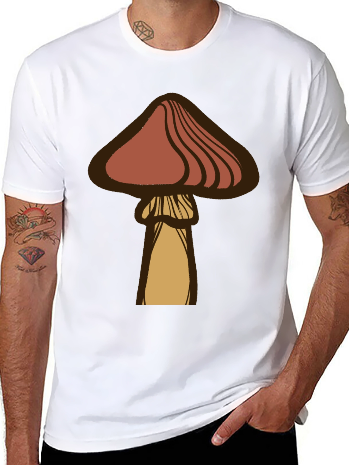 Black Mushroom Graphic Tee - Casual Black T-Shirt view 8