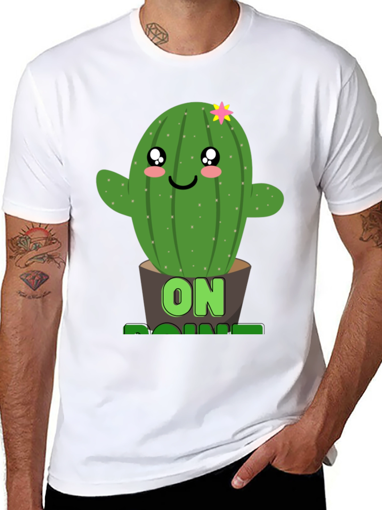 Black Cactus On Point Graphic T-Shirt - Fun Plant Lover Tee view 8