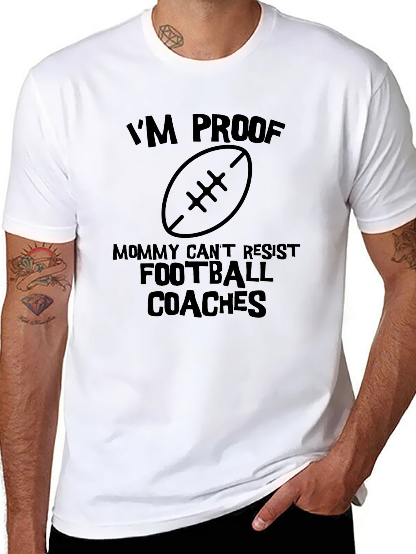 Black I'm Proof Mommy Can't Resist Football Coaches Black T-Shirt view 8