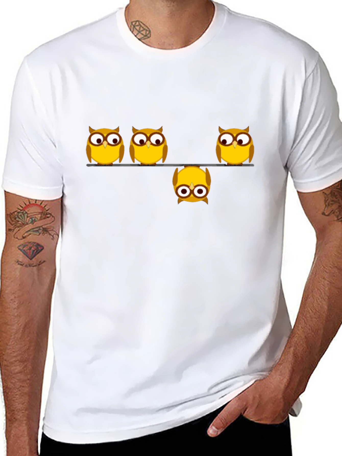 Black Whimsical Owl Graphic Tee view 8