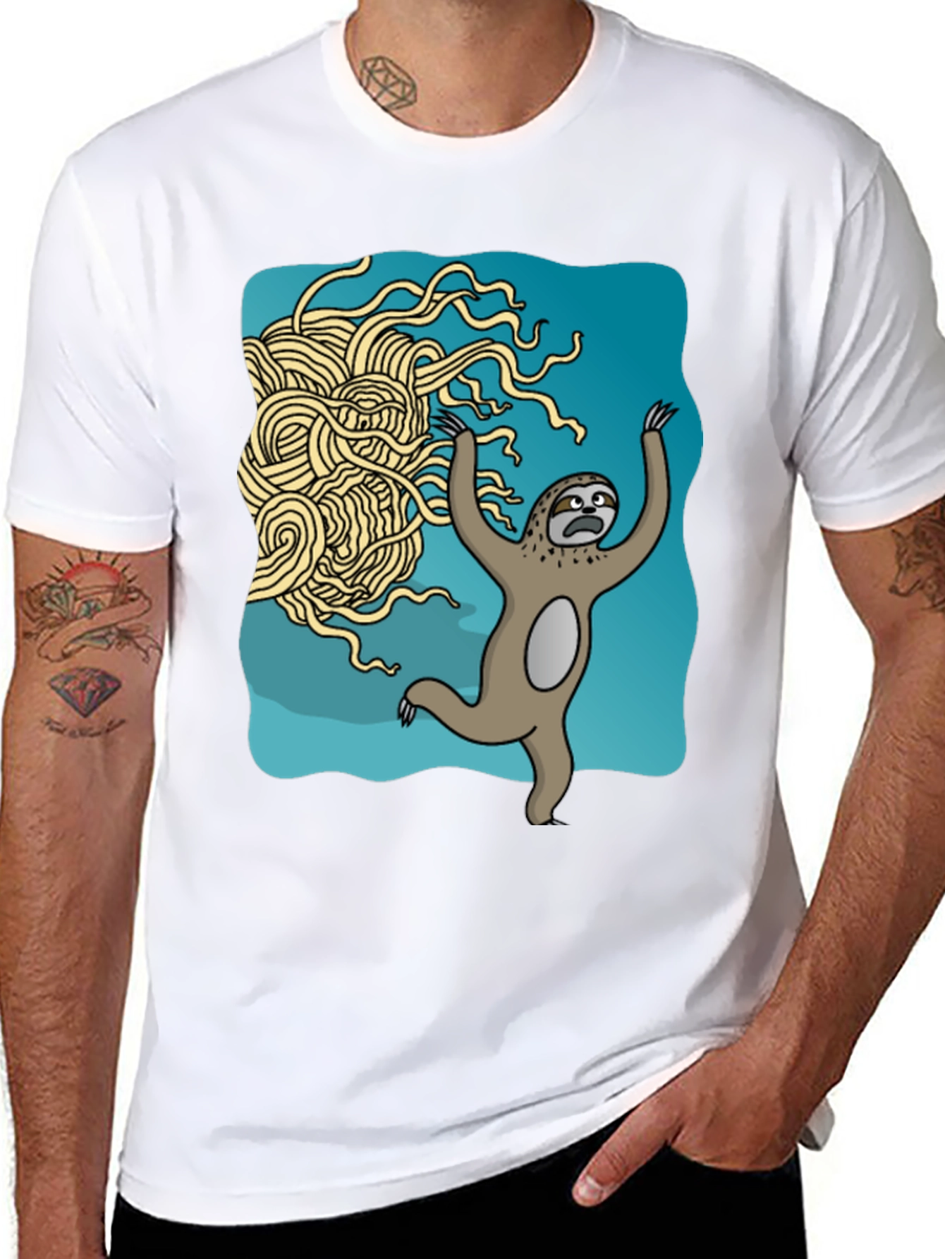 Black Sloth vs. Flying Spaghetti Monster T-Shirt view 8