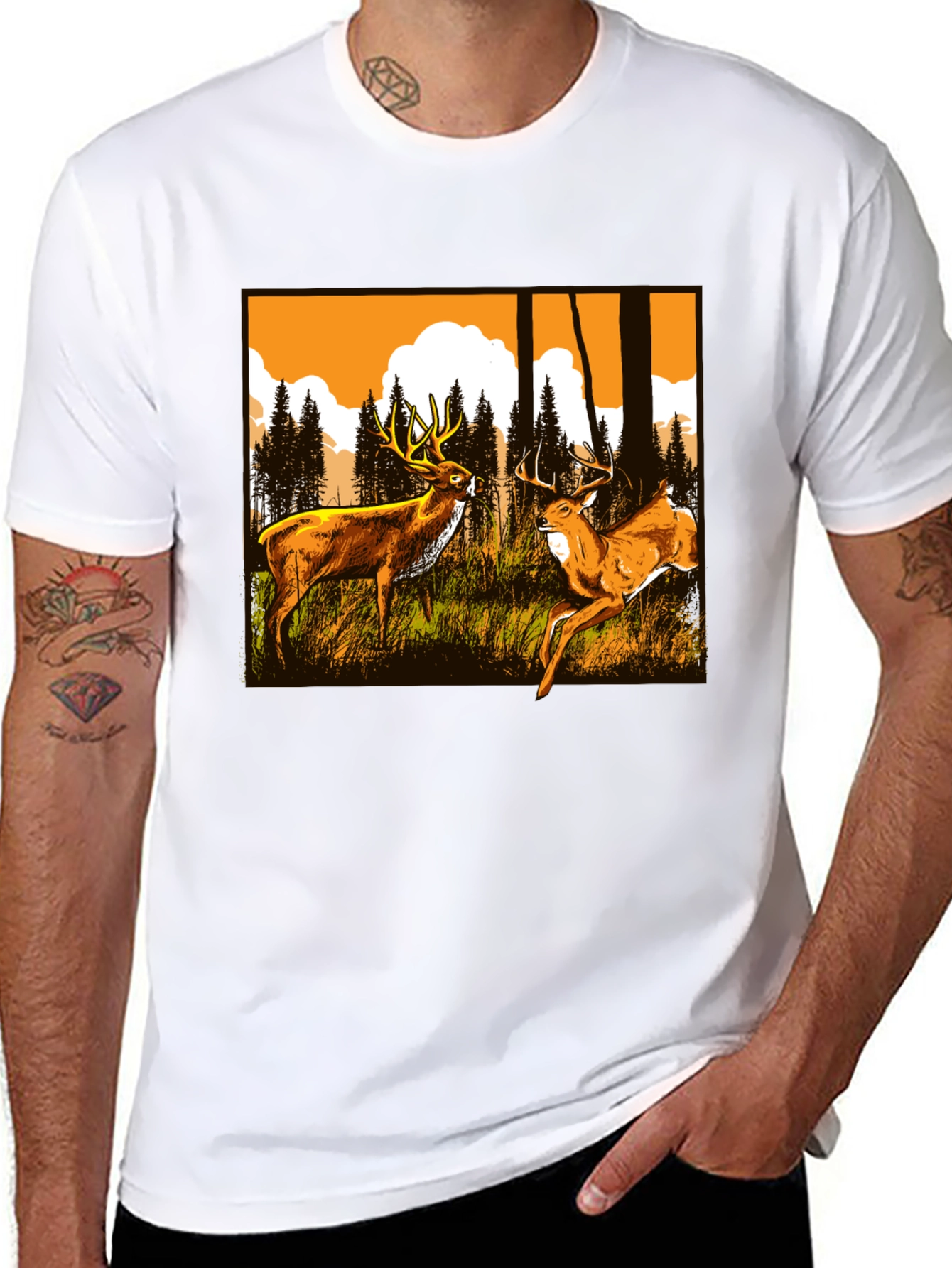 Black Deer Graphic Tee - Wildlife Forest Design view 8
