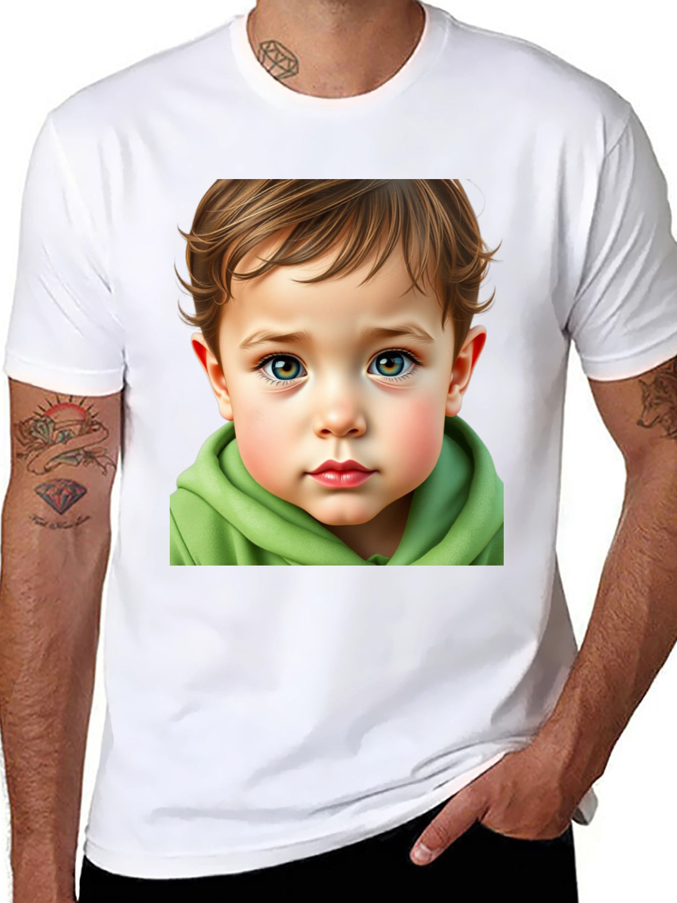 Boy Portrait Graphic Tee - Cute Kid Art T-Shirt - 8