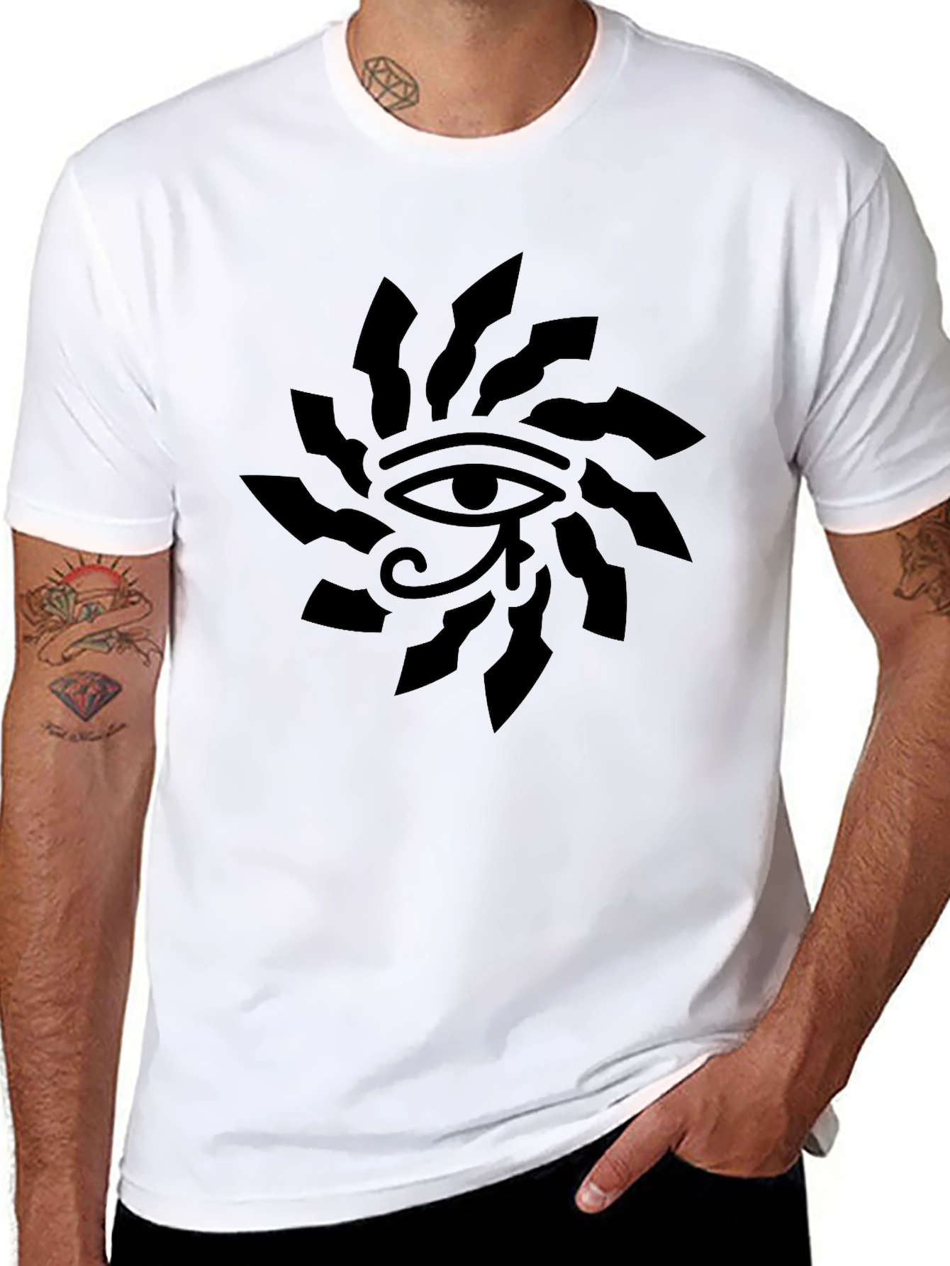Black Eye of Ra Graphic T-Shirt - Black Cotton Blend view 8