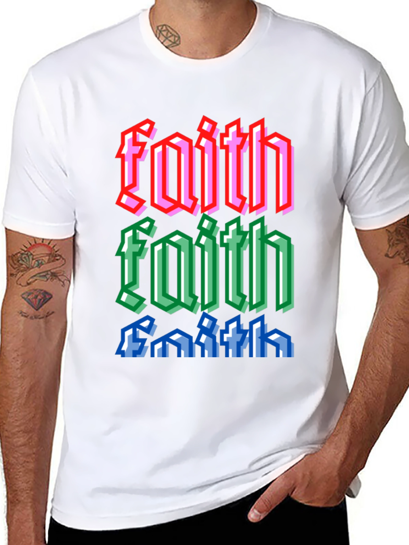 Black Faith Pixel Art Graphic Tee view 8