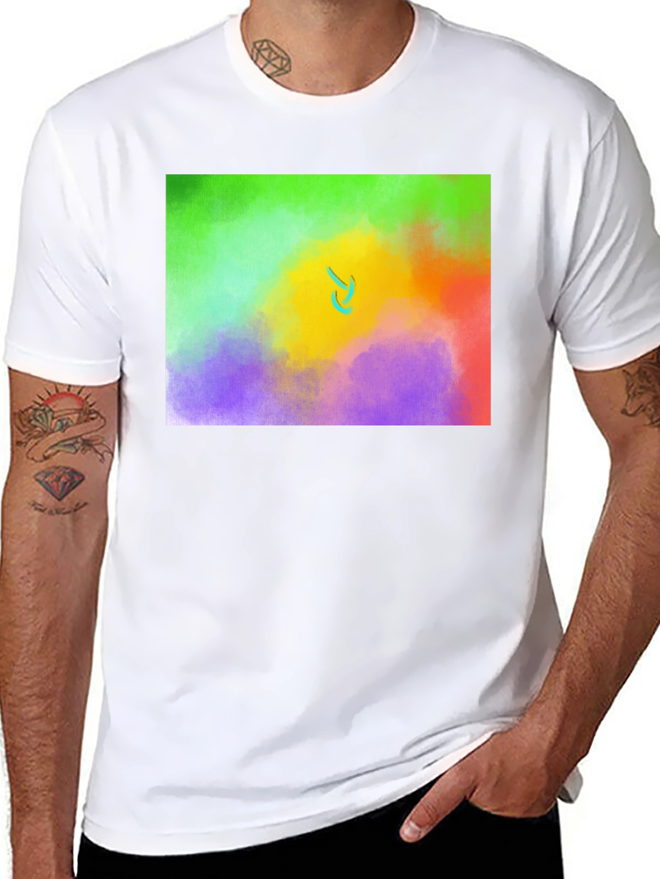 Black Abstract Expression T-Shirt: Colorful Art Tee view 8