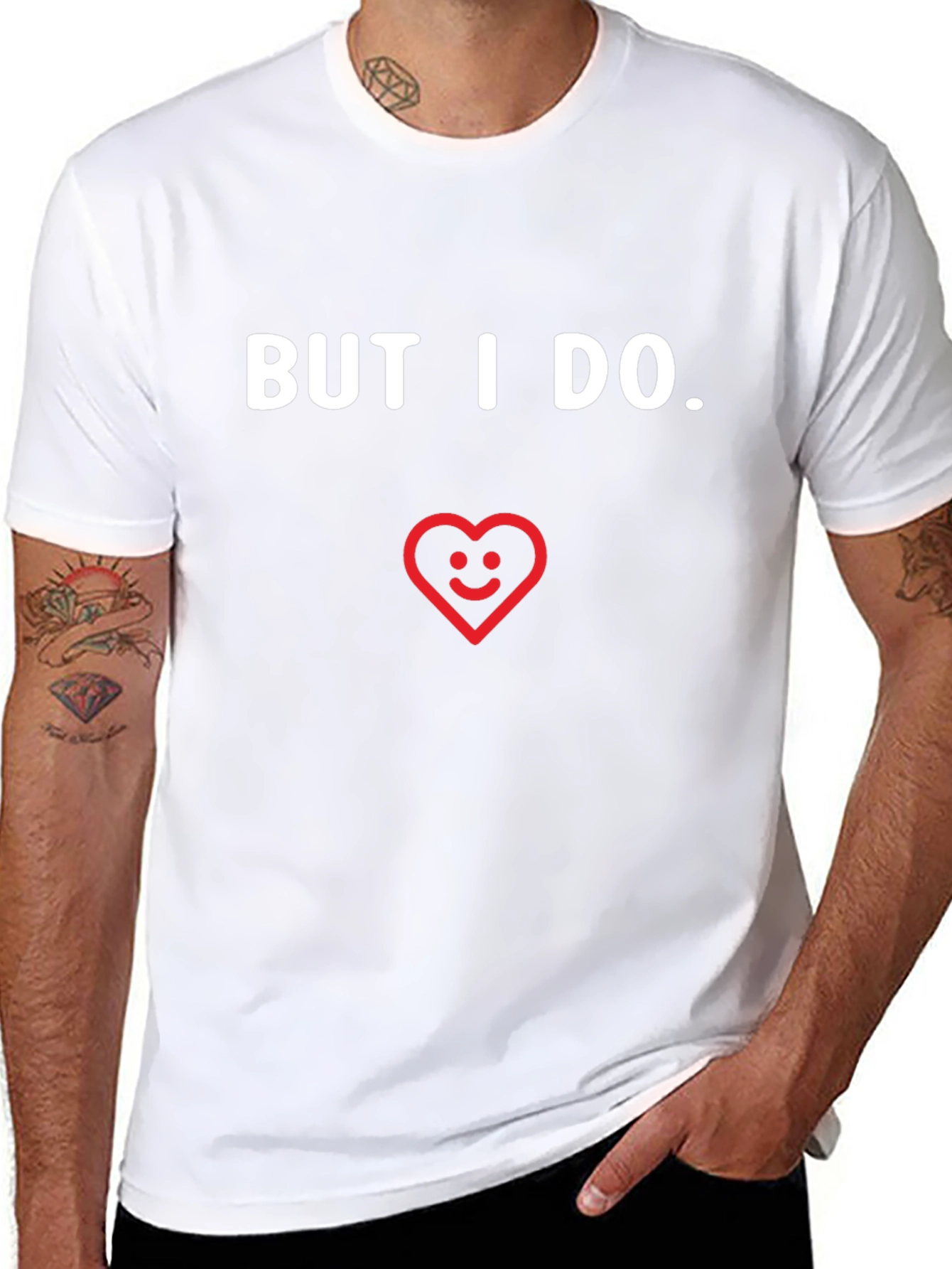 Black But I Do T-Shirt, Heart Graphic, Mens Short Sleeve Tee view 8