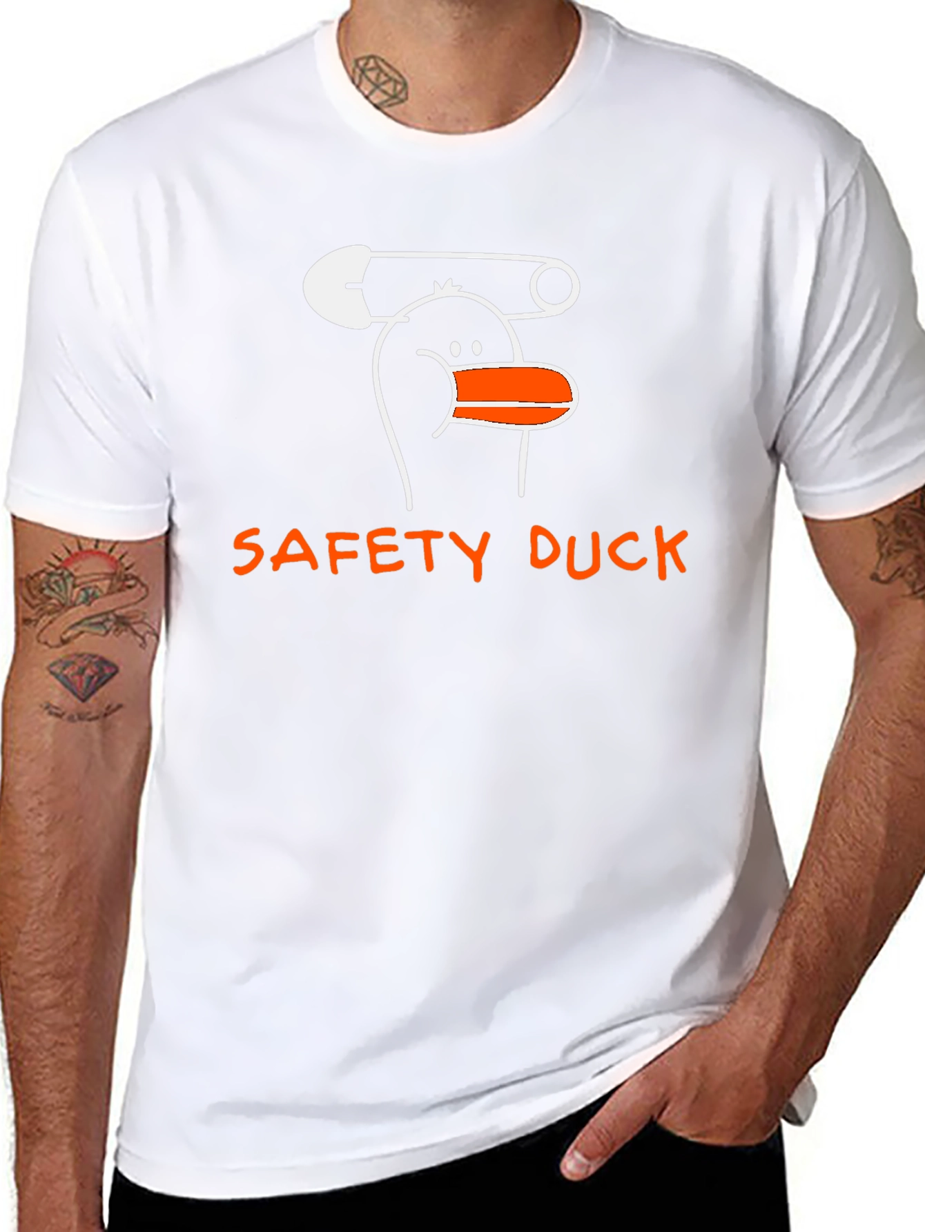 Black Safety Duck Graphic T-Shirt - Unique Cartoon Design view 8