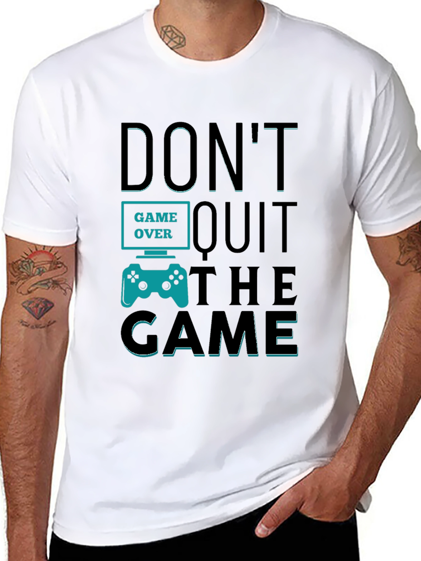 Black Don't Quit The Game T-Shirt - Gamer Motivation Tee view 8