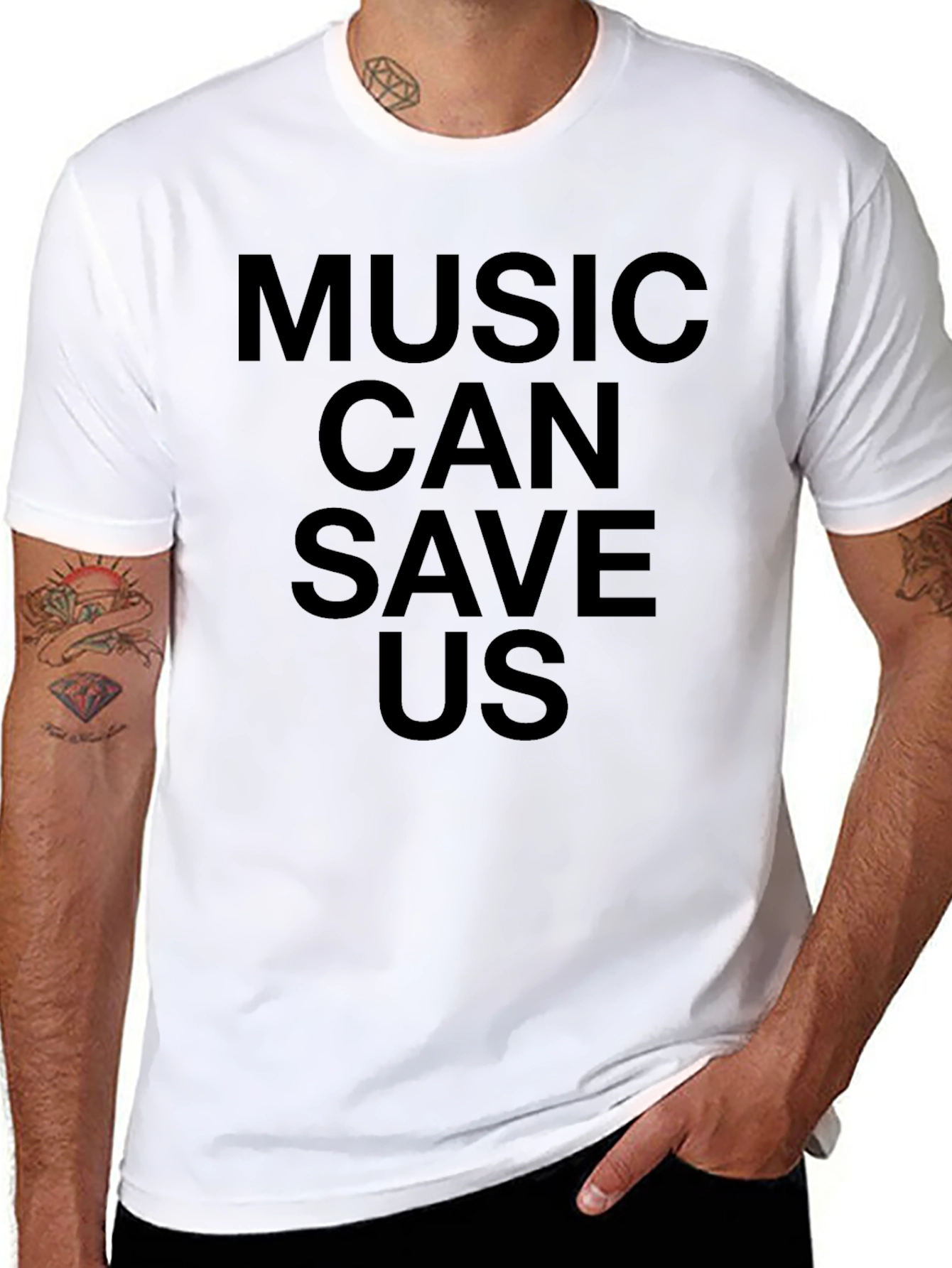 Black Music Can Save Us Graphic Tee - Black T-Shirt view 8