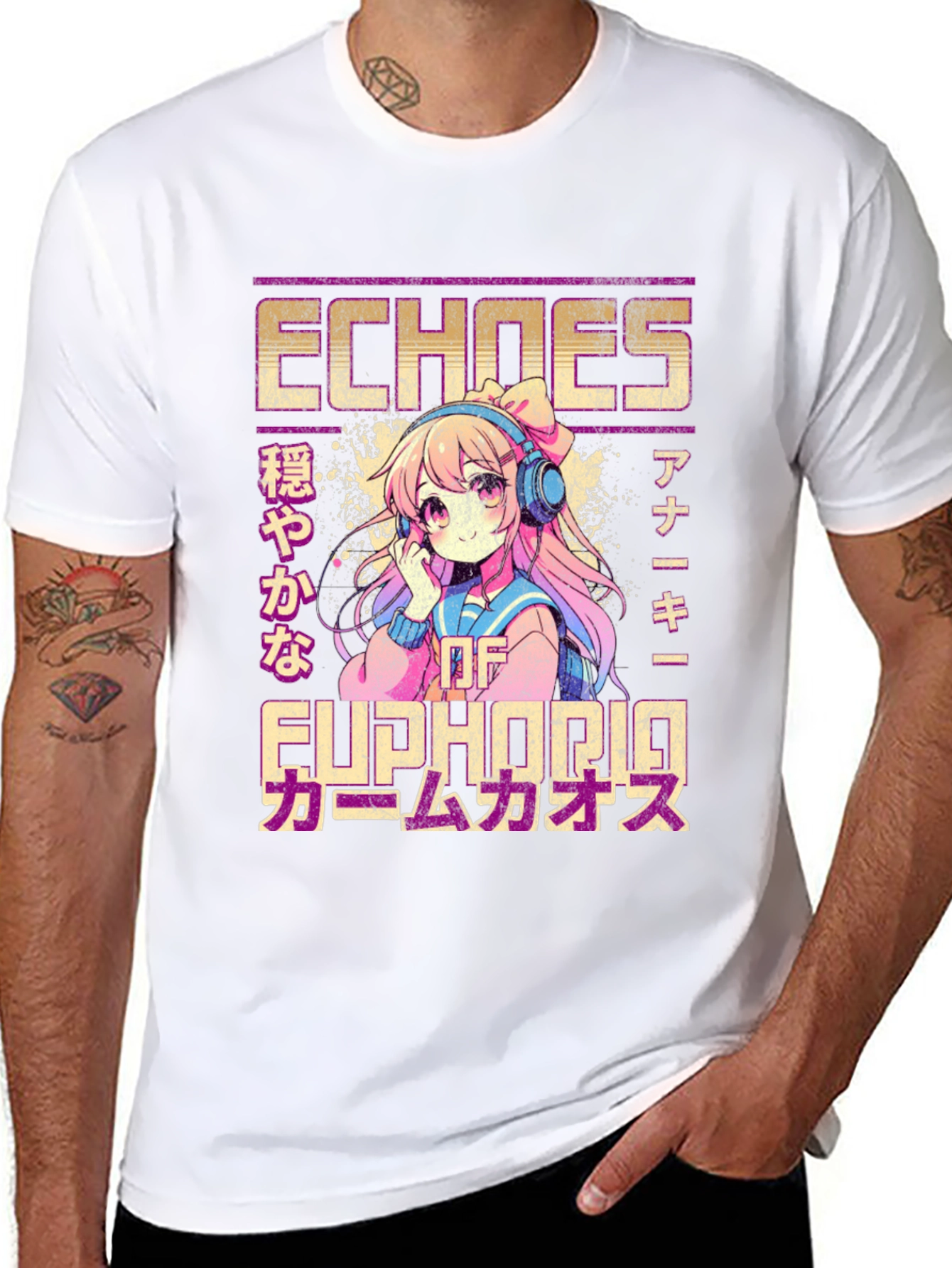 Black Echoes of Euphoria Anime Graphic T-Shirt view 8