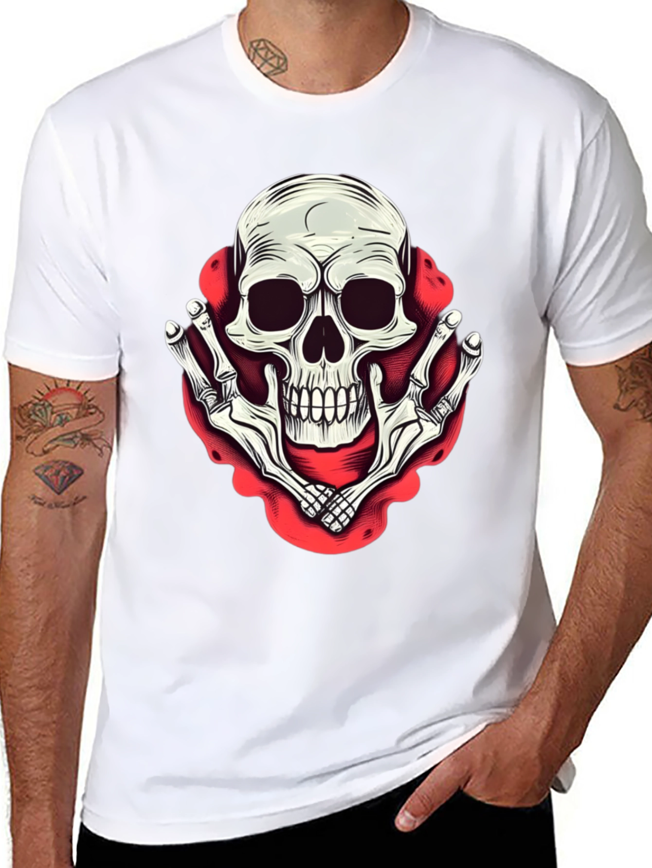 Black Skull & Bones Graphic Print T-Shirt view 8