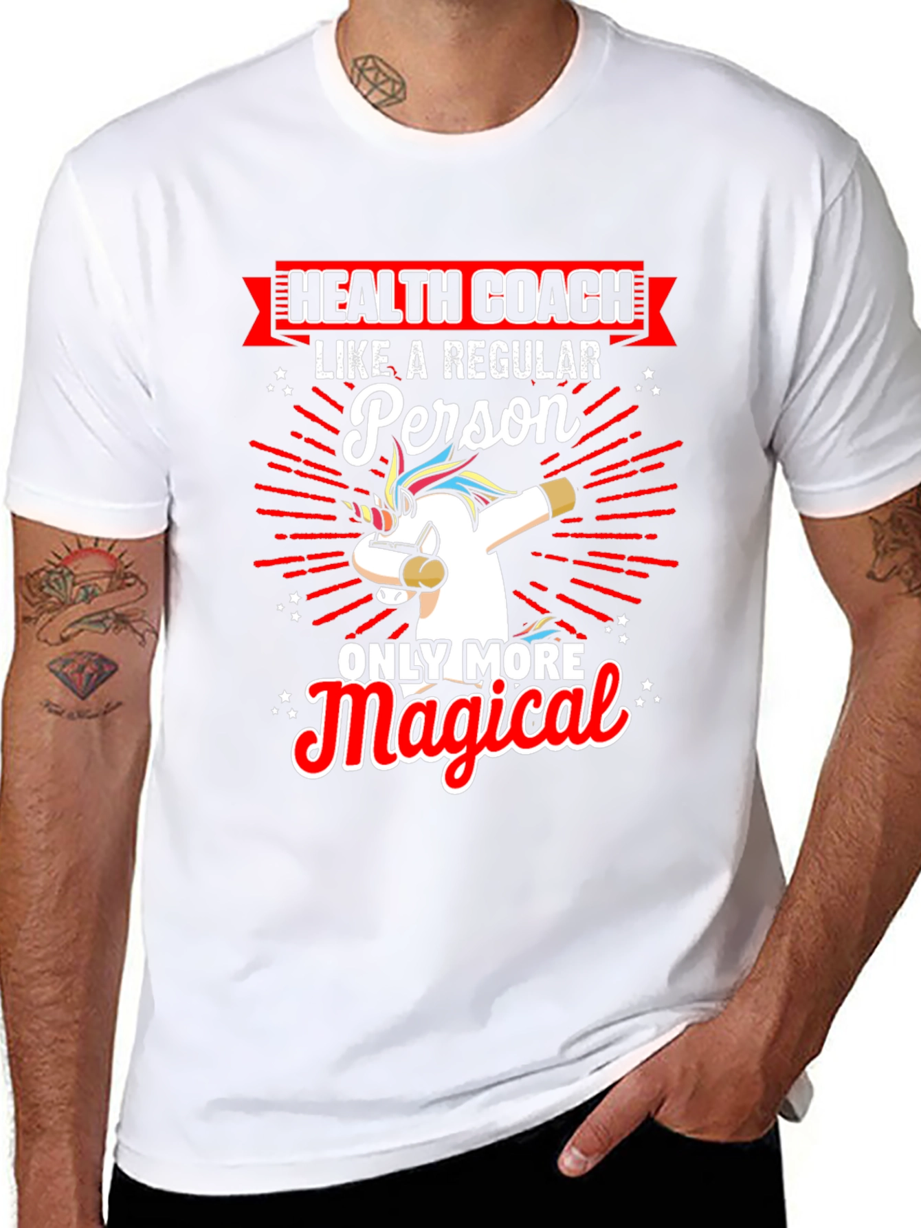 Black Health Coach Unicorn T-Shirt view 8