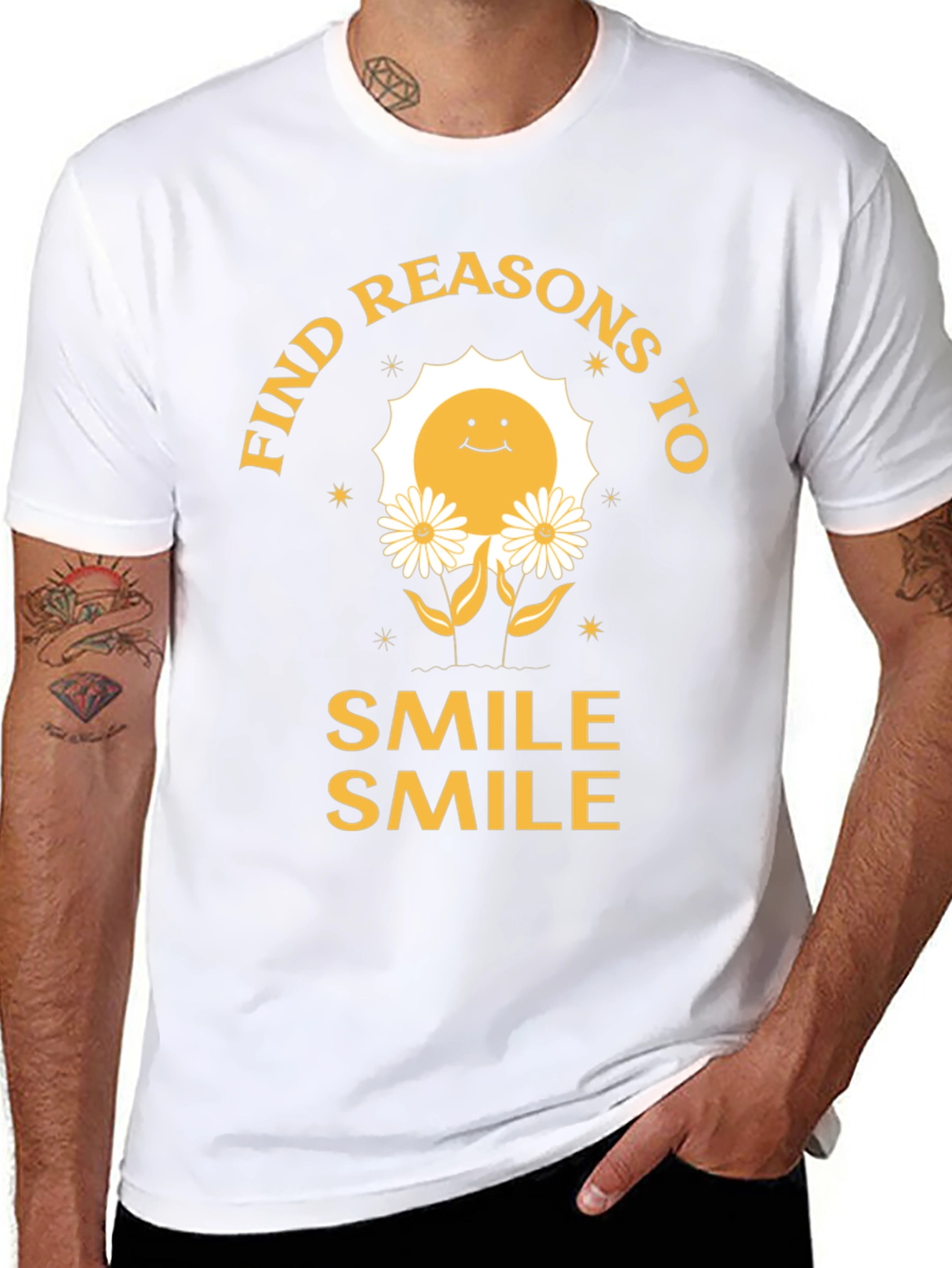 Black Smile Graphic Tee - Find Reasons To Smile T-Shirt view 8