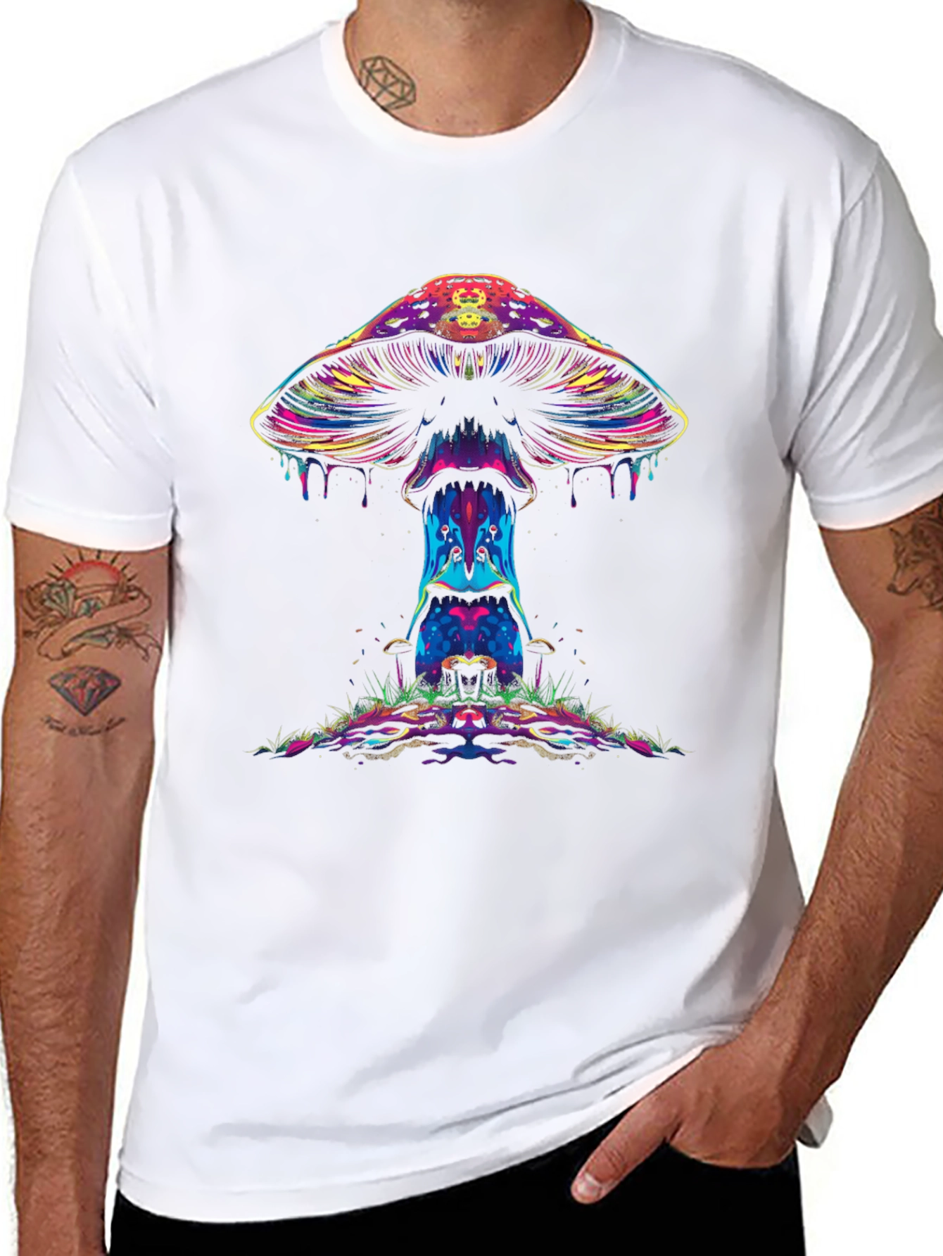 Black Psychedelic Mushroom Graphic Tee view 8