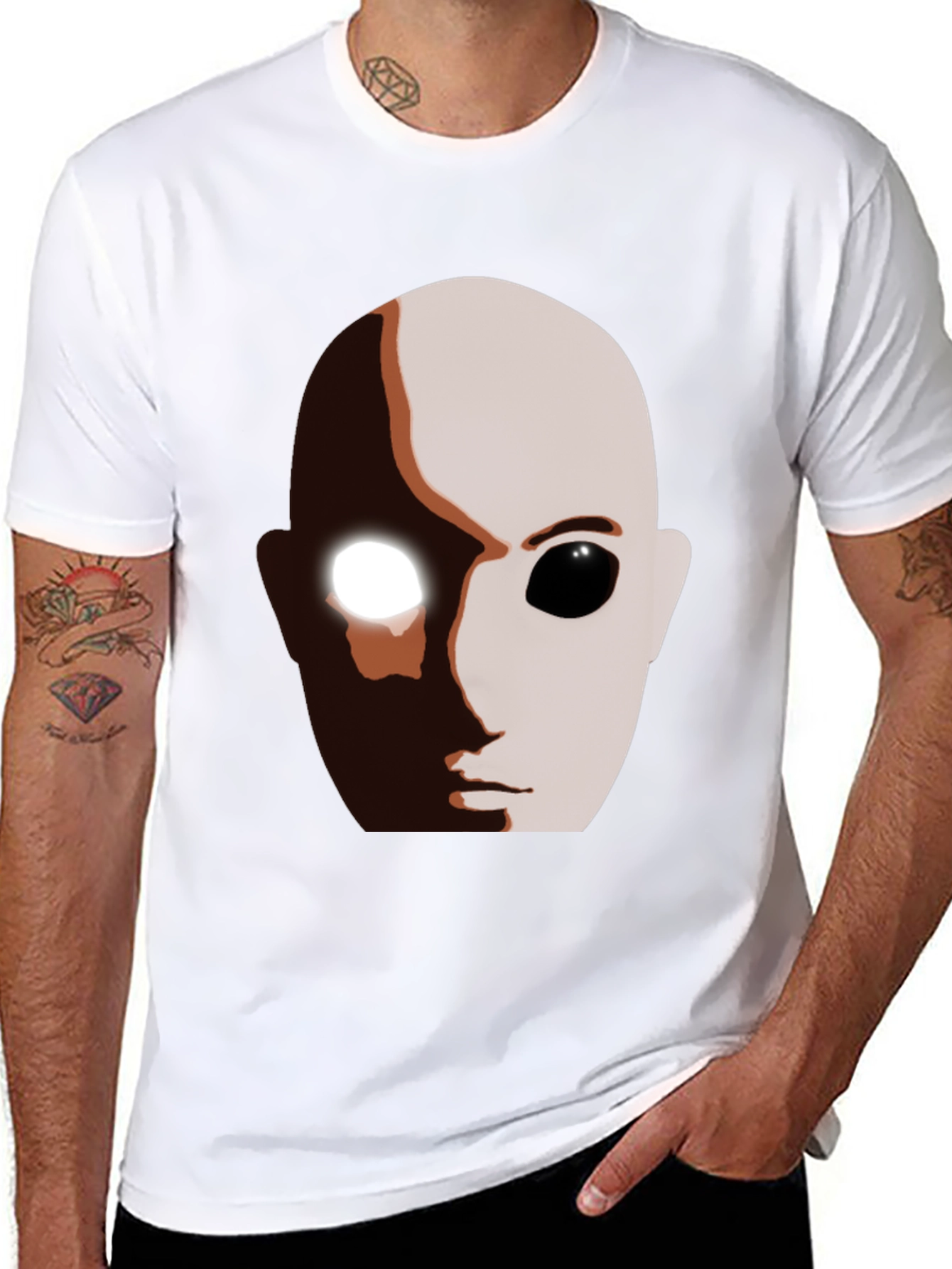 Black Abstract Face Graphic T-Shirt view 8