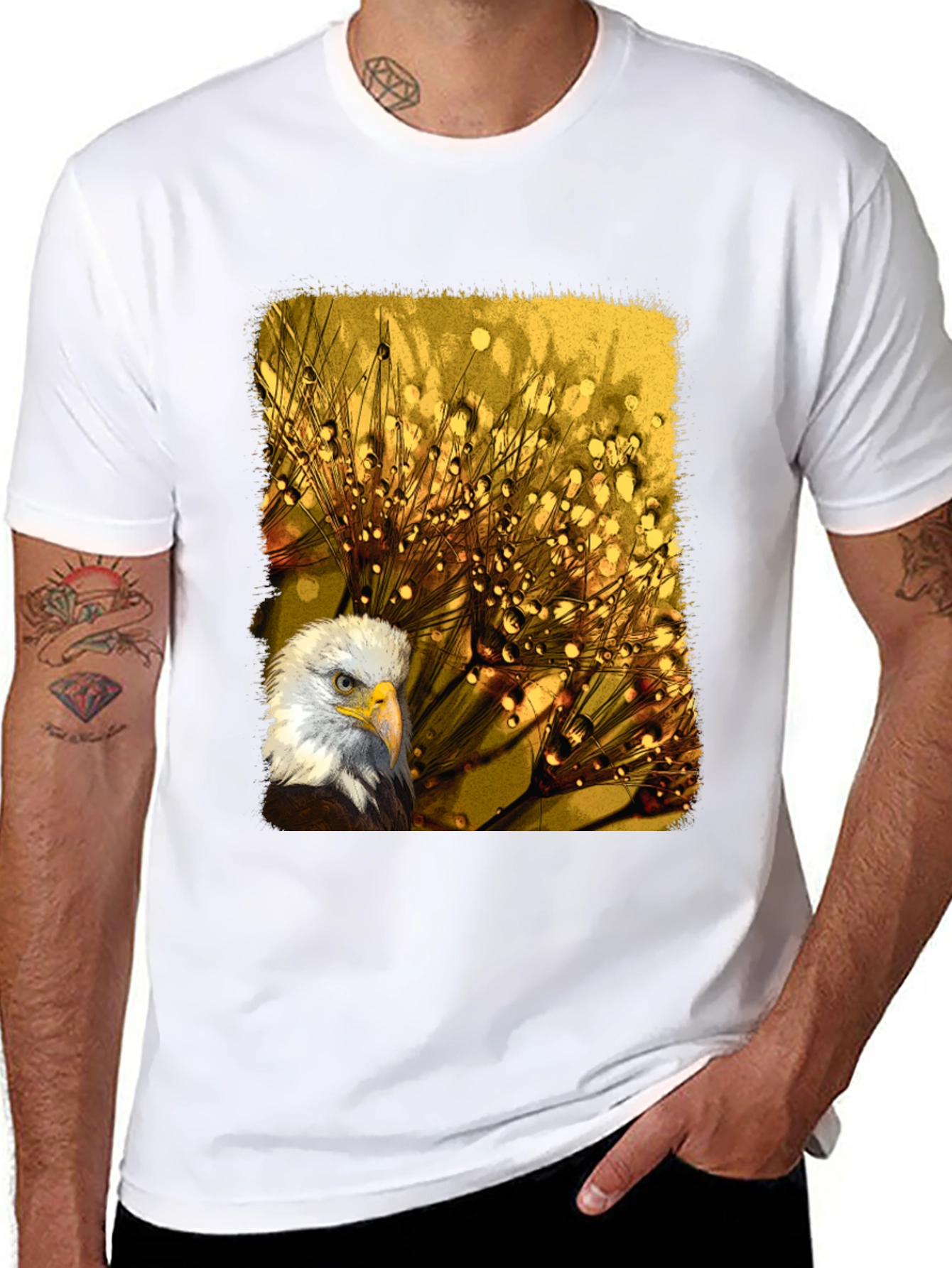 Black Eagle Dewdrop T-Shirt - Unique Design view 8