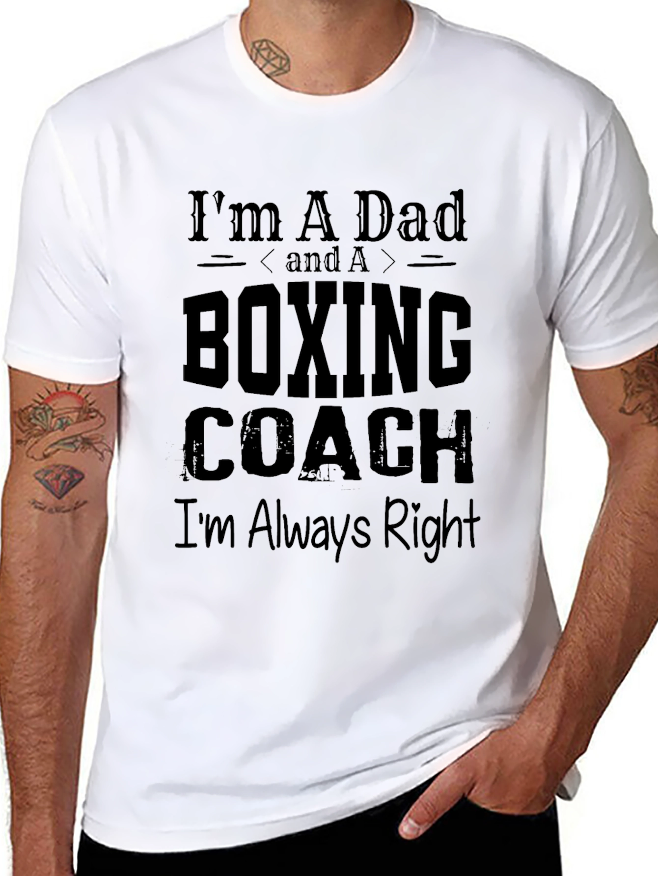 Black Boxing Coach Dad T-Shirt - Always Right! view 8