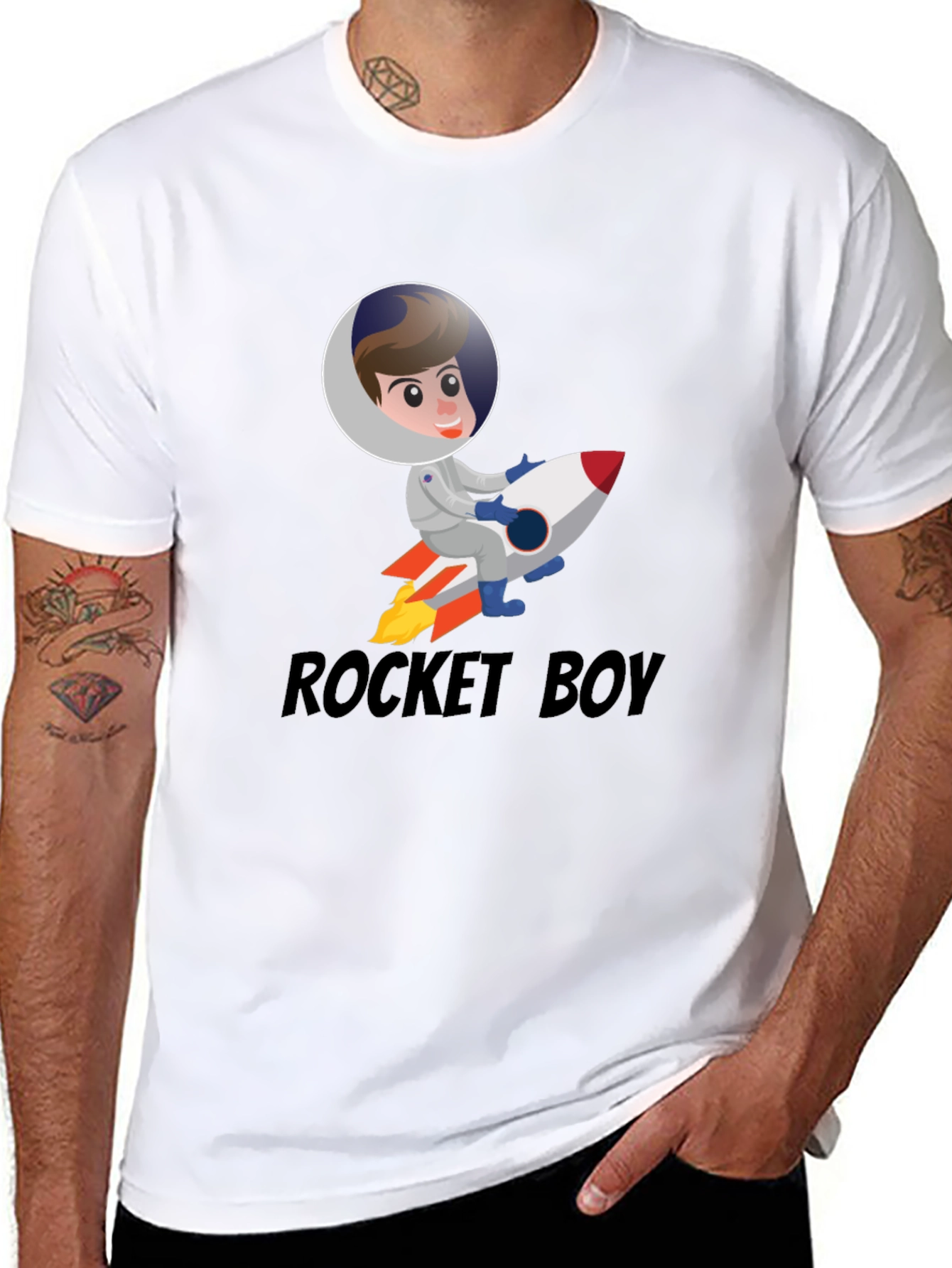 Black Rocket Boy Graphic T-Shirt - Funky Space Adventure Tee view 8