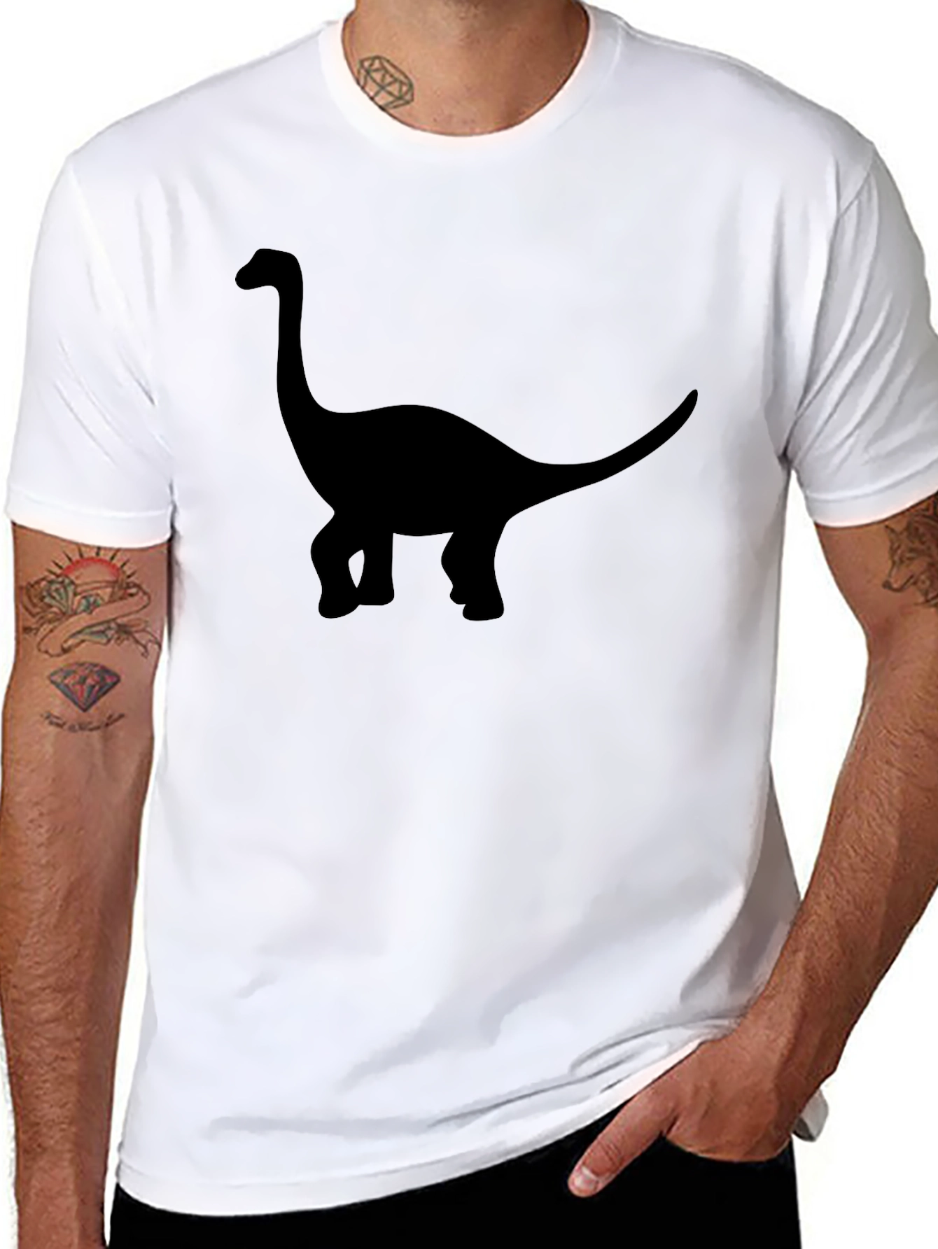 Black Dinosaur Silhouette Graphic T-Shirt - Casual Style view 8
