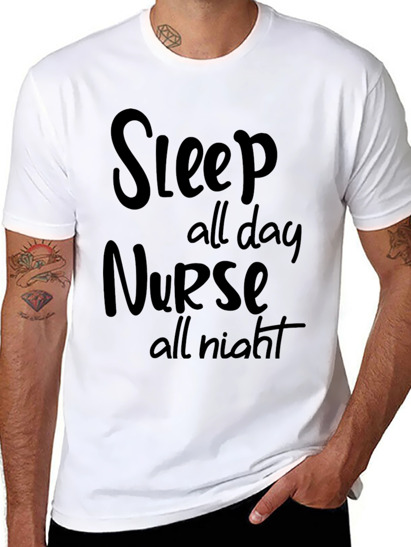 Black Sleep All Day Nurse All Night T-Shirt view 8