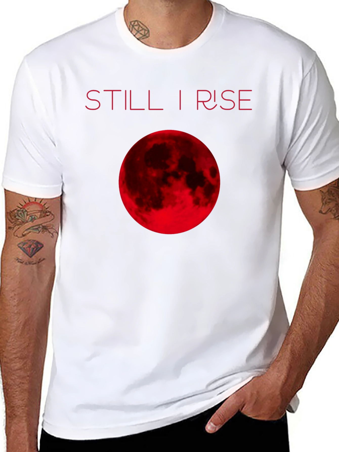 Black Still I Rise Red Moon Graphic T-Shirt view 8