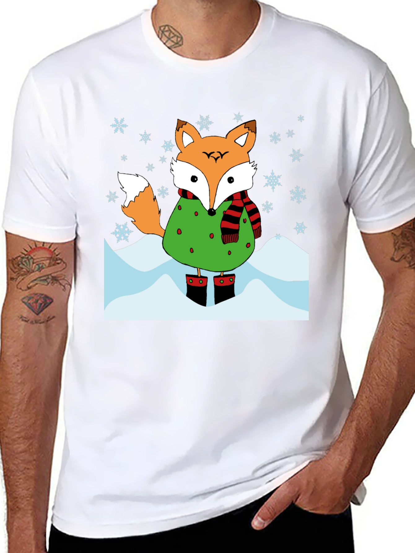 Black Winter Fox Graphic T-Shirt view 8